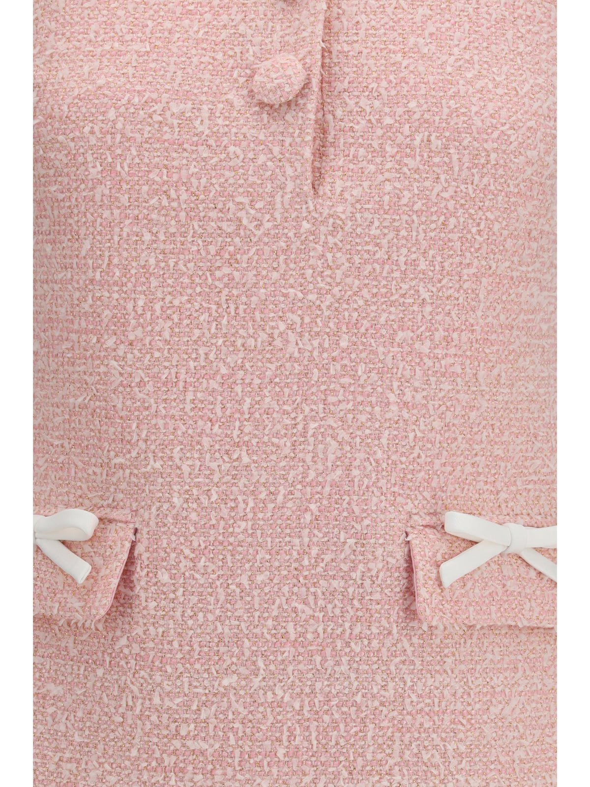 Self-Portrait Bouclé mini Dress with lace collar - Pink