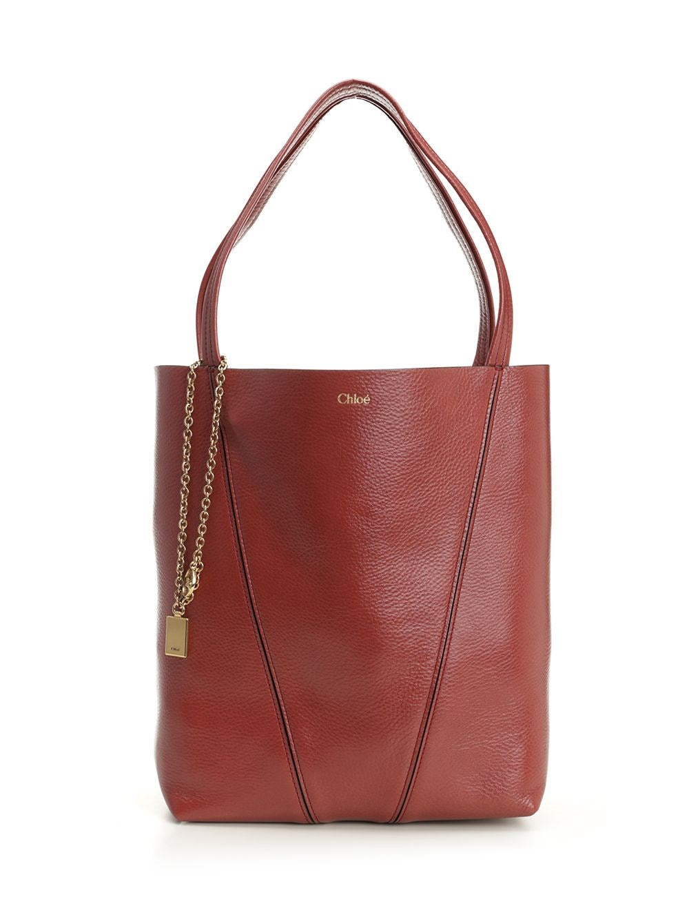 Chloe' Chloé Spin Large Hammered Leather Tote Bag - Brown