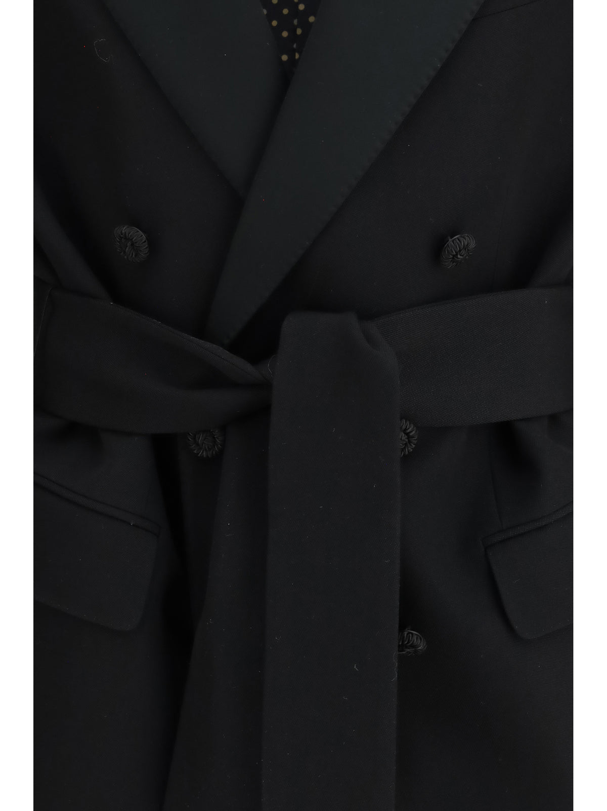 Valentino Double-breasted virgin wool Blazer with belt - Black