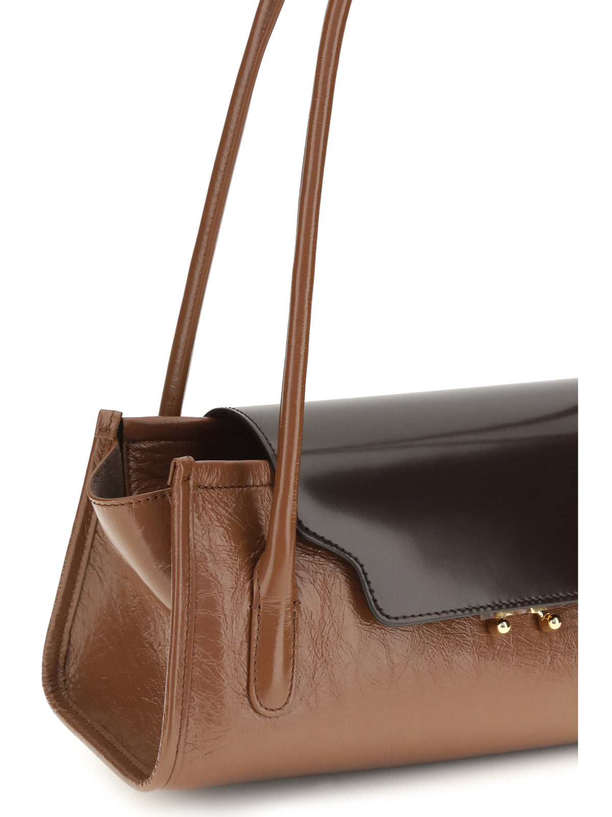 Marni Trunkette leather Shoulder Bag - Raw Sienna/ Redwood