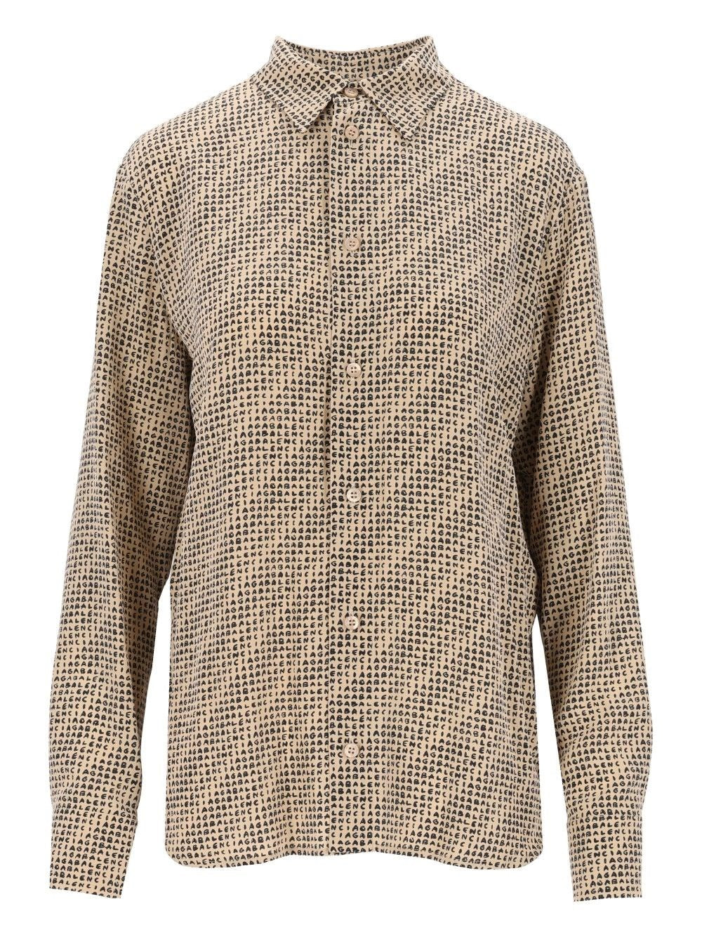 Balenciaga Monogram Silk Crêpe Shirt - Beige