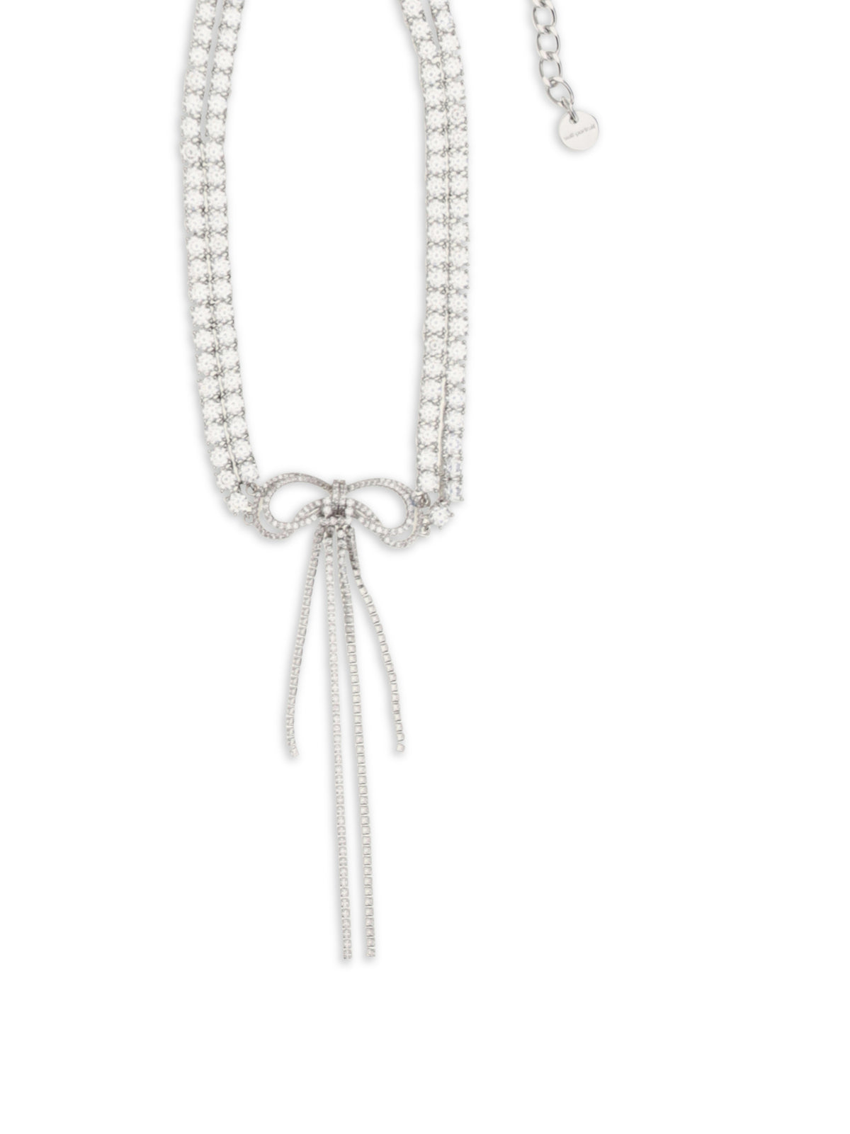 Self-Portrait Crystal double bow Choker - Silver