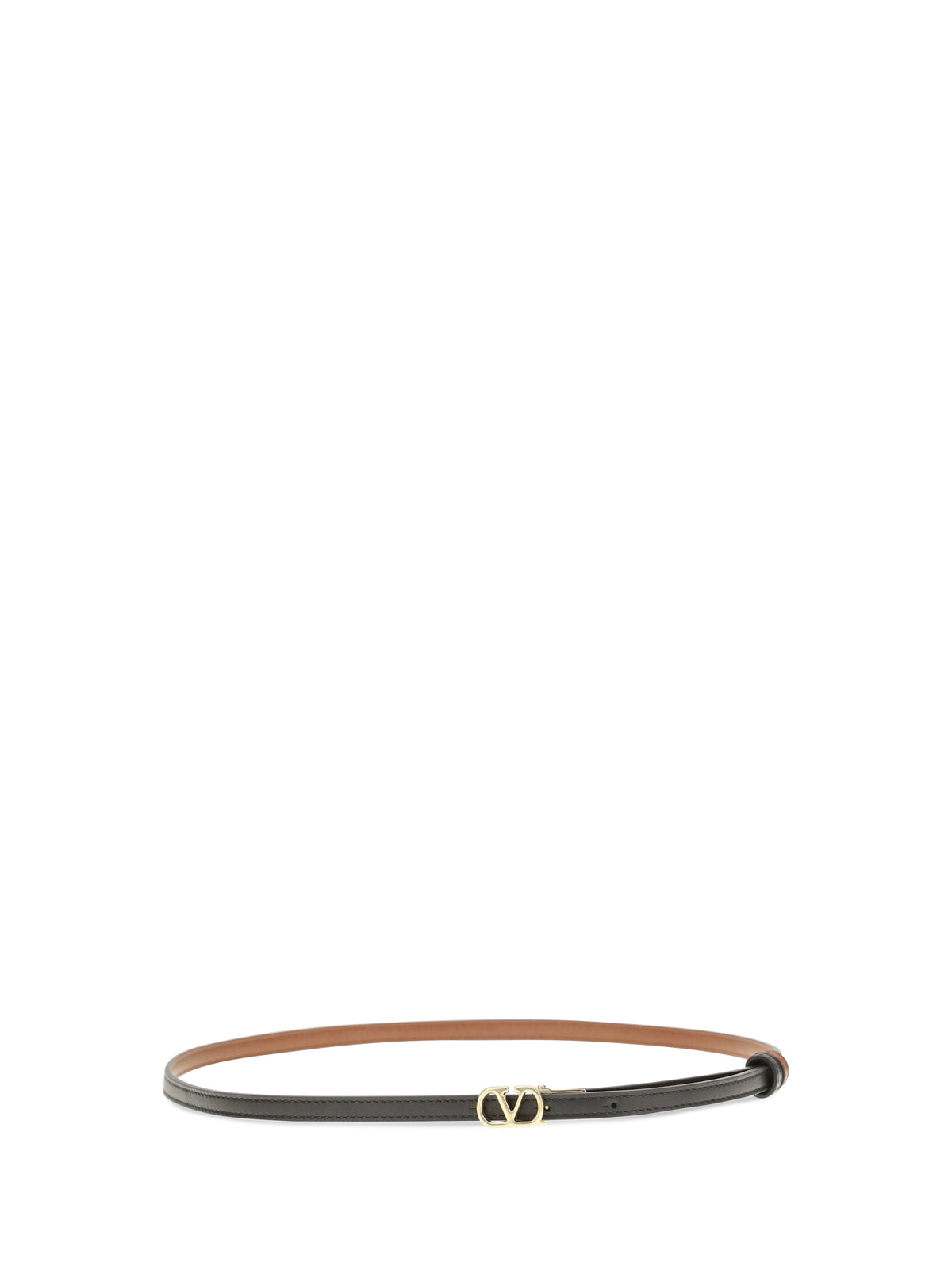 Valentino Garavani Reversible VLogo Signature glossy calfskin Belt - Black/Deep Caramel