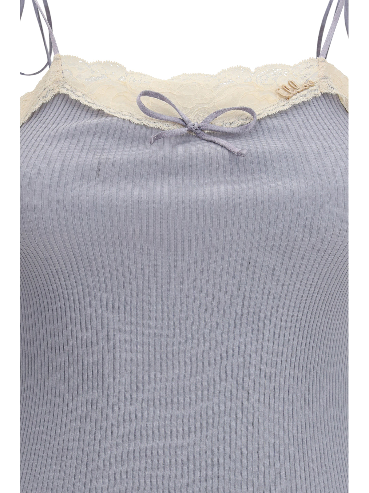 Chloé Jersey and lace thin strap Top - Cashmere Grey
