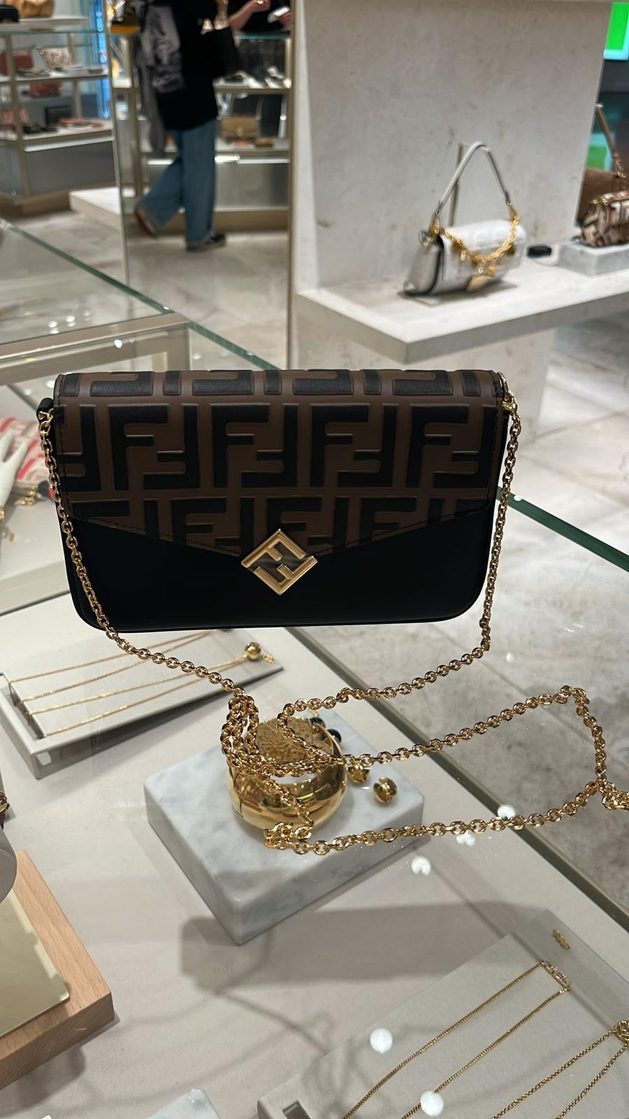 Fendi Wallet On Chain Ff Diamonds Leather Crossbody Bag