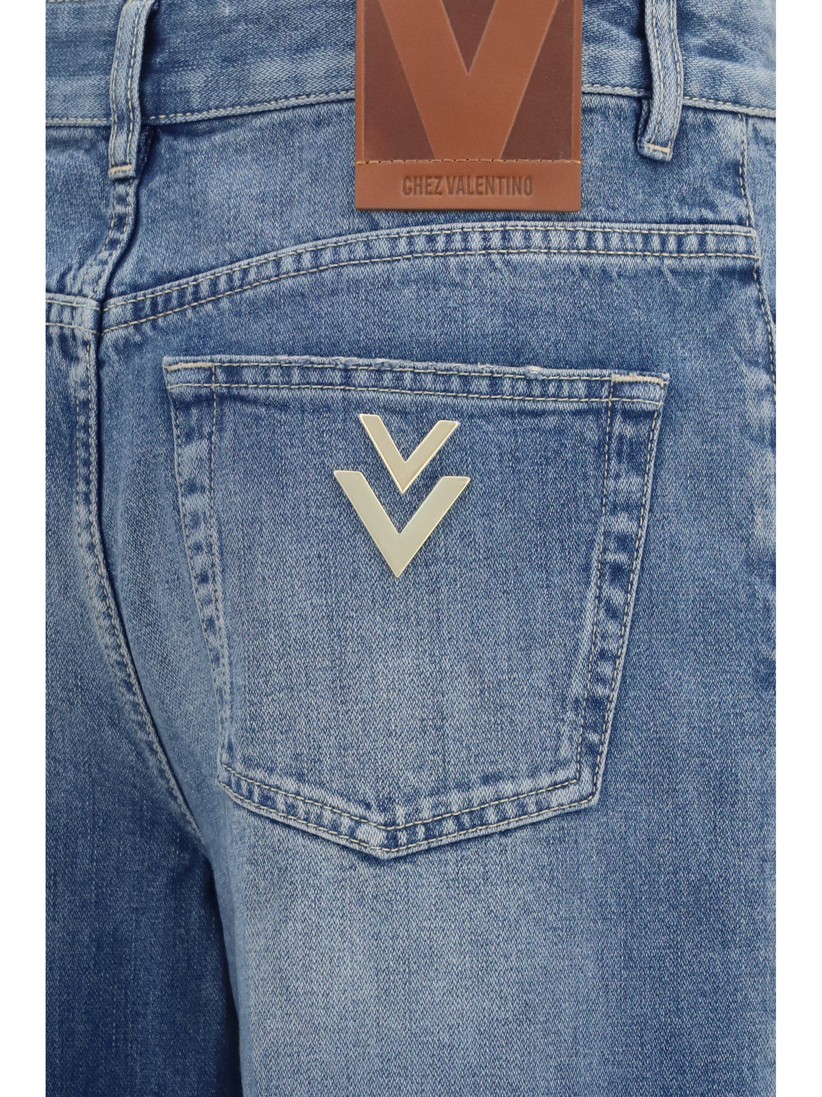 Valentino Straight-leg Jeans - Medium Blue Denim