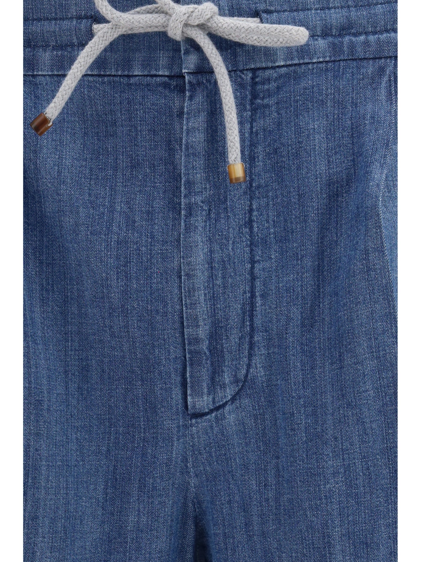 BRUNELLO CUCINELLI Lightweight denim Pants with drawstring and double pleats