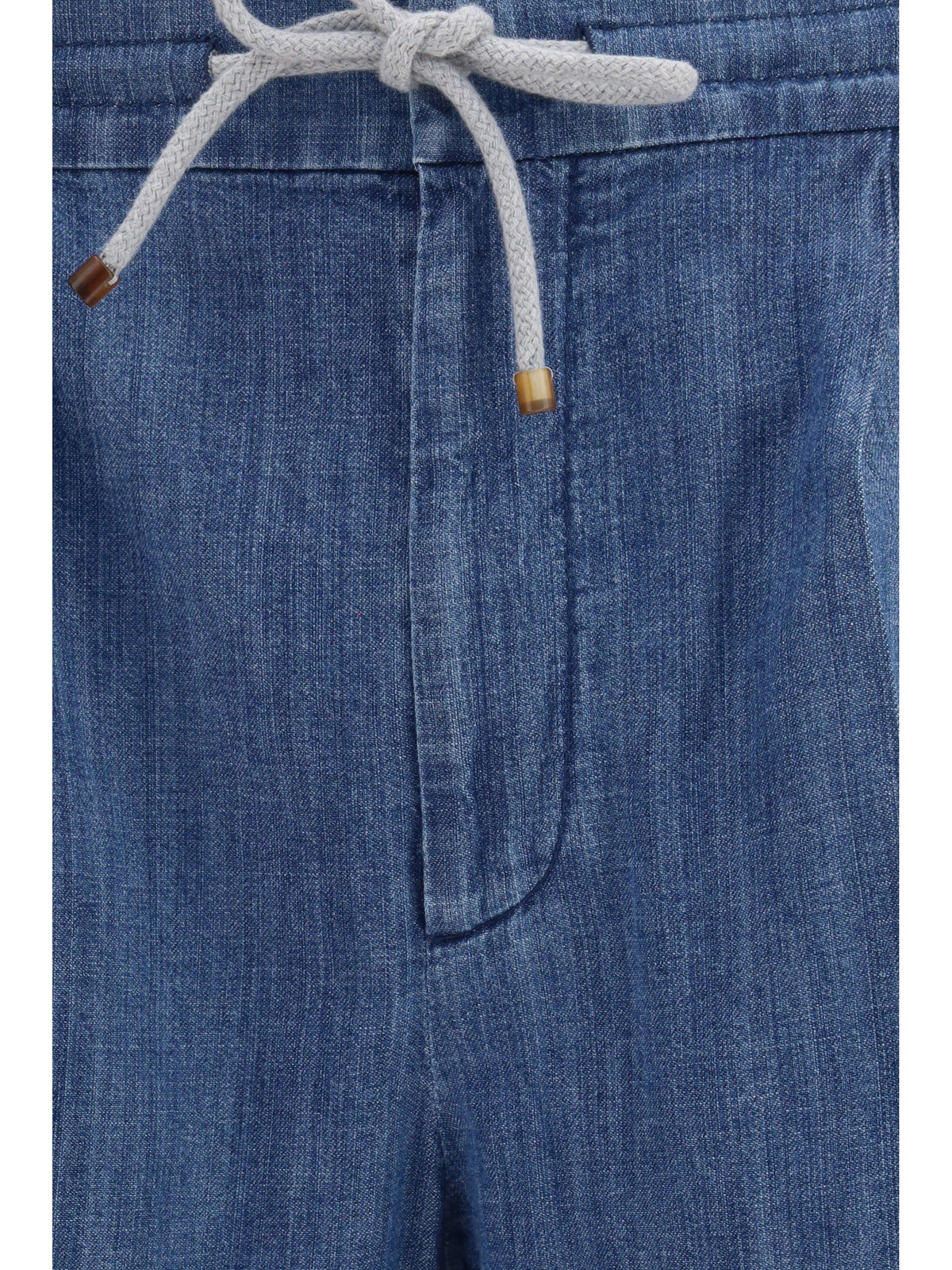 Brunello Cucinelli Lightweight denim Pants with drawstring and double pleats - Denim Medium