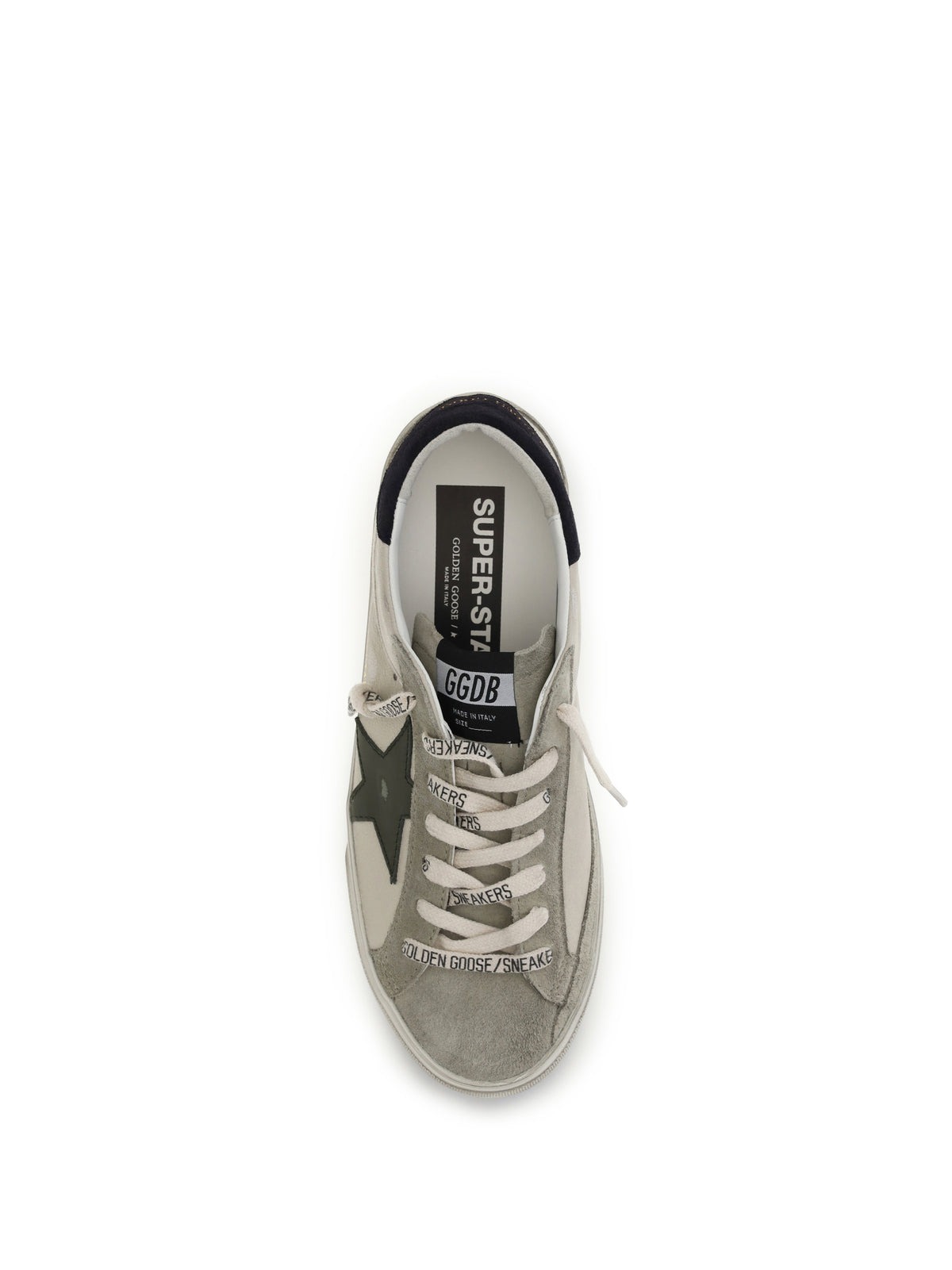 Golden Goose Super Star Sneakers - Cream/Grey/Olive Green/Dark Blue
