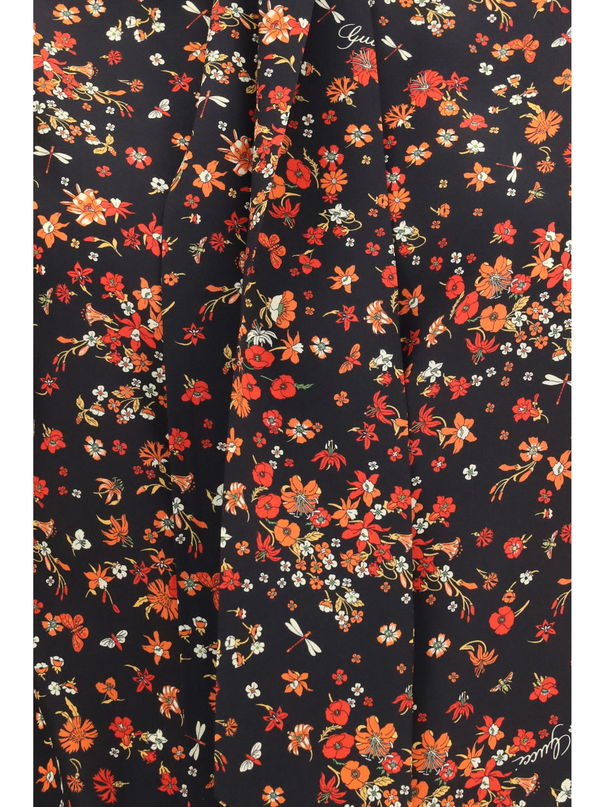 Gucci Silk Flora print Shirt with neck bow - Black/Red/Mc