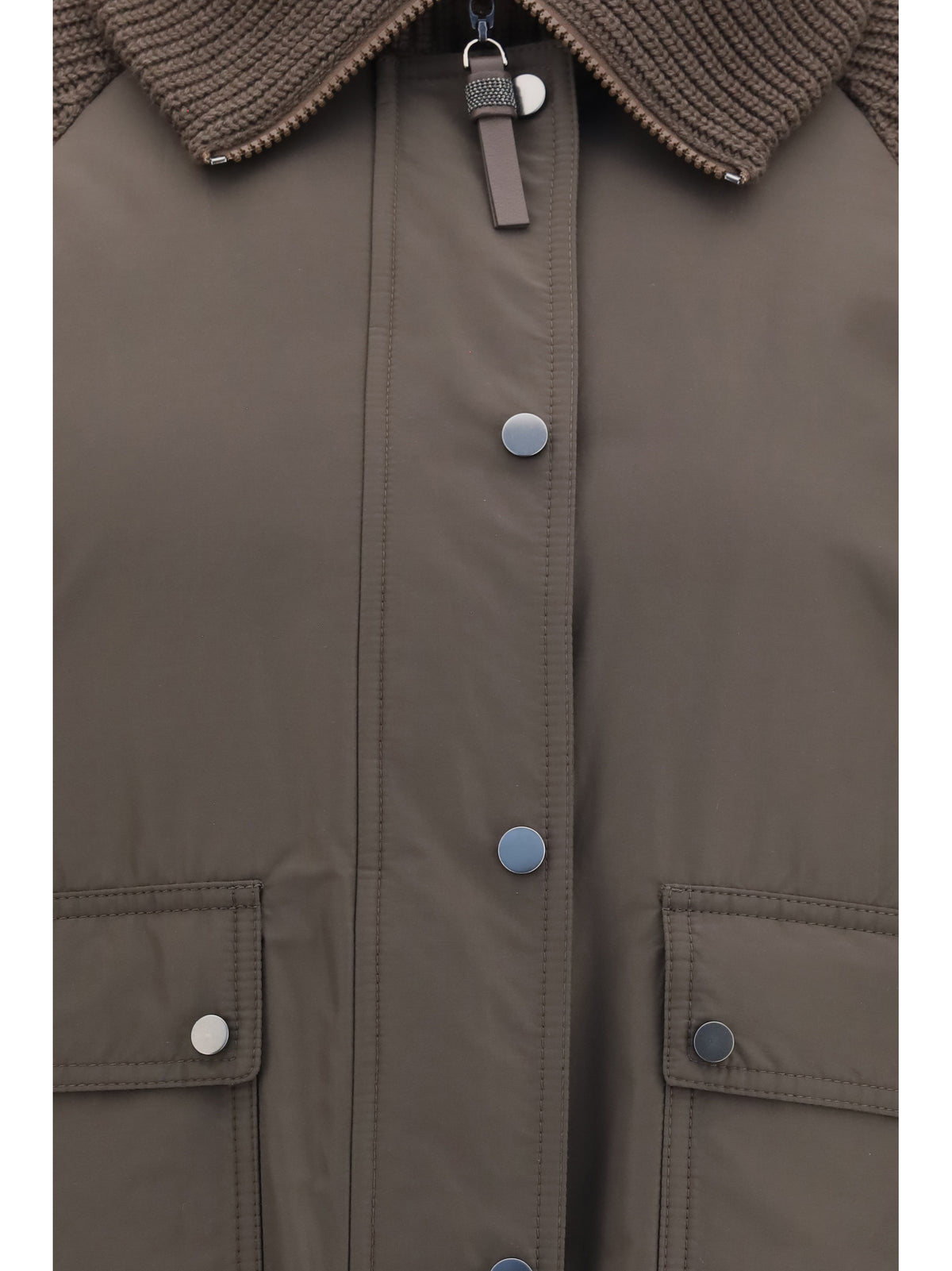 Brunello Cucinelli Down Jacket with wool sleeves - Brown