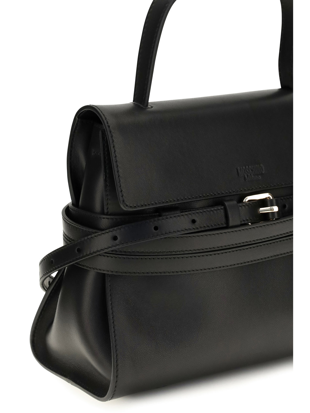 Moschino Buckle Shoulder Bag - Black