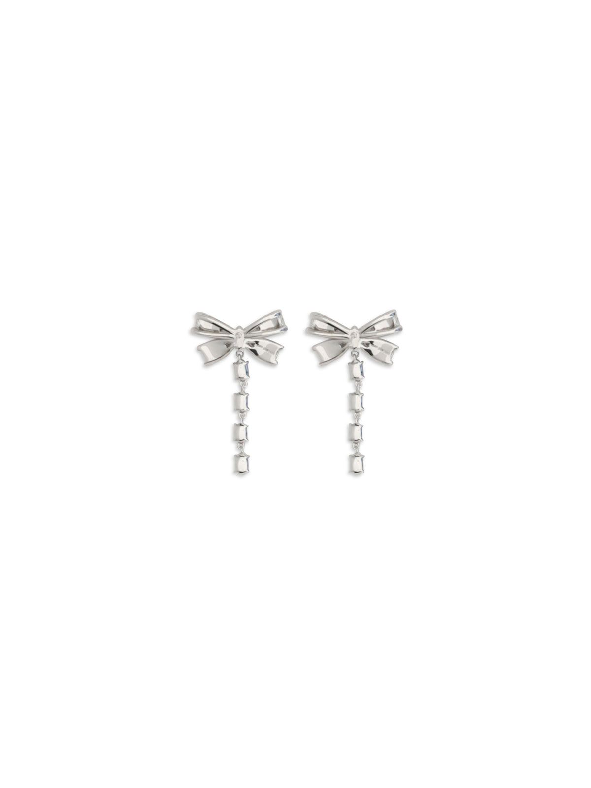 Self-Portrait Crystal bow drop Earrings - Silver