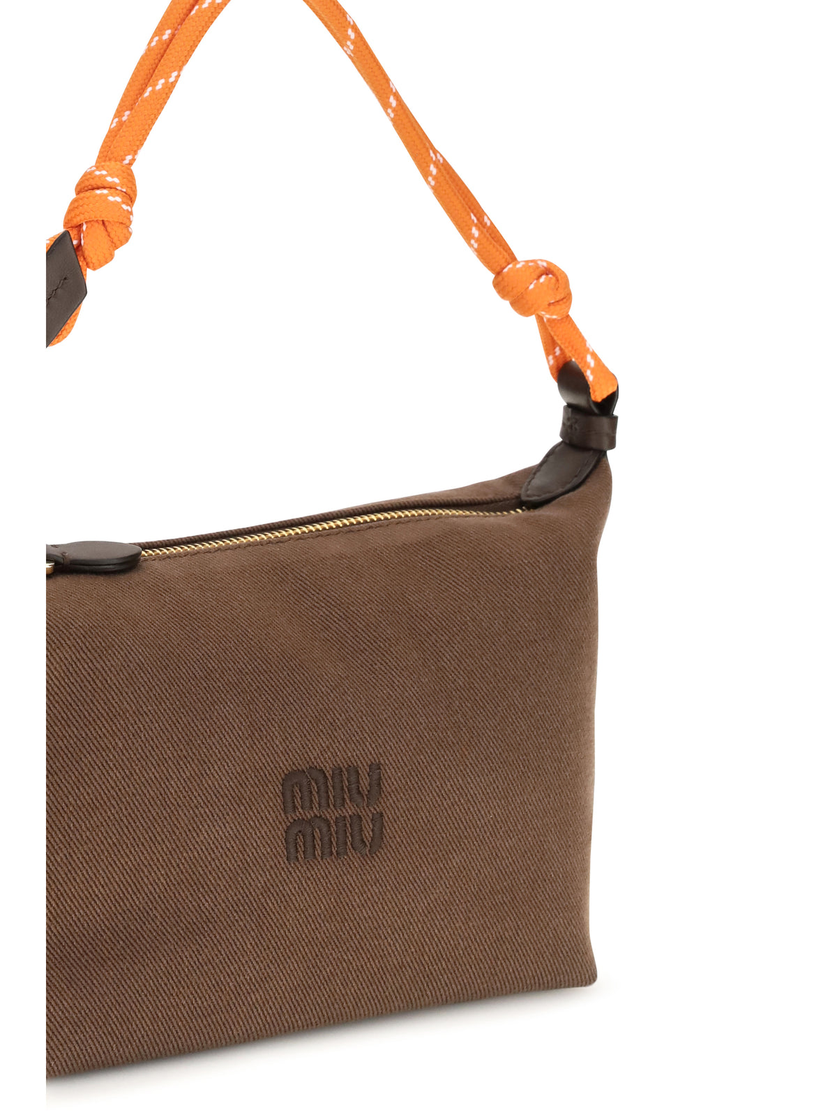 Miu Miu Cotton Shoulder Bag - Cacao+Arancio