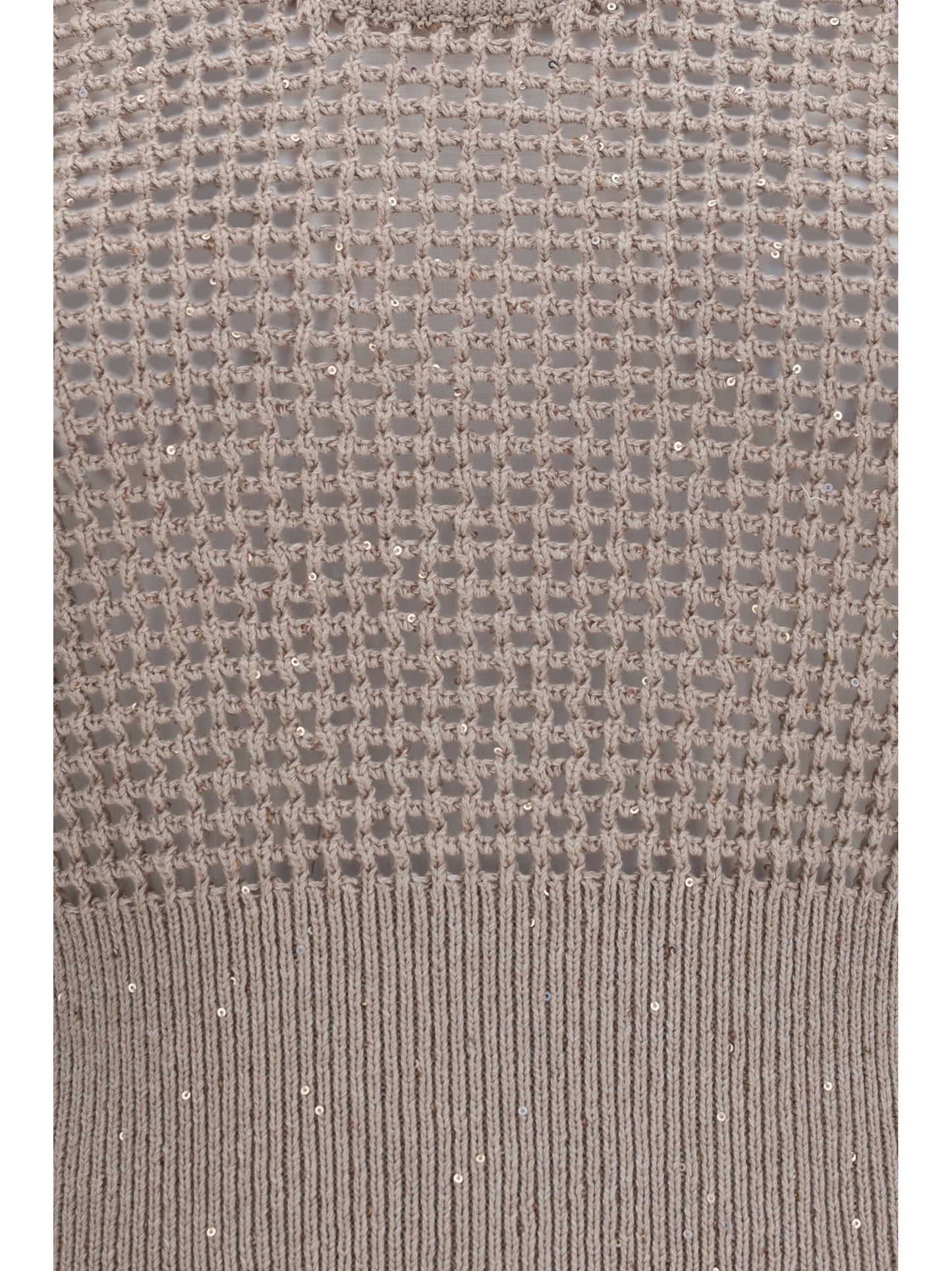 Brunello Cucinelli Perforated sequin Tank Top - Deserto