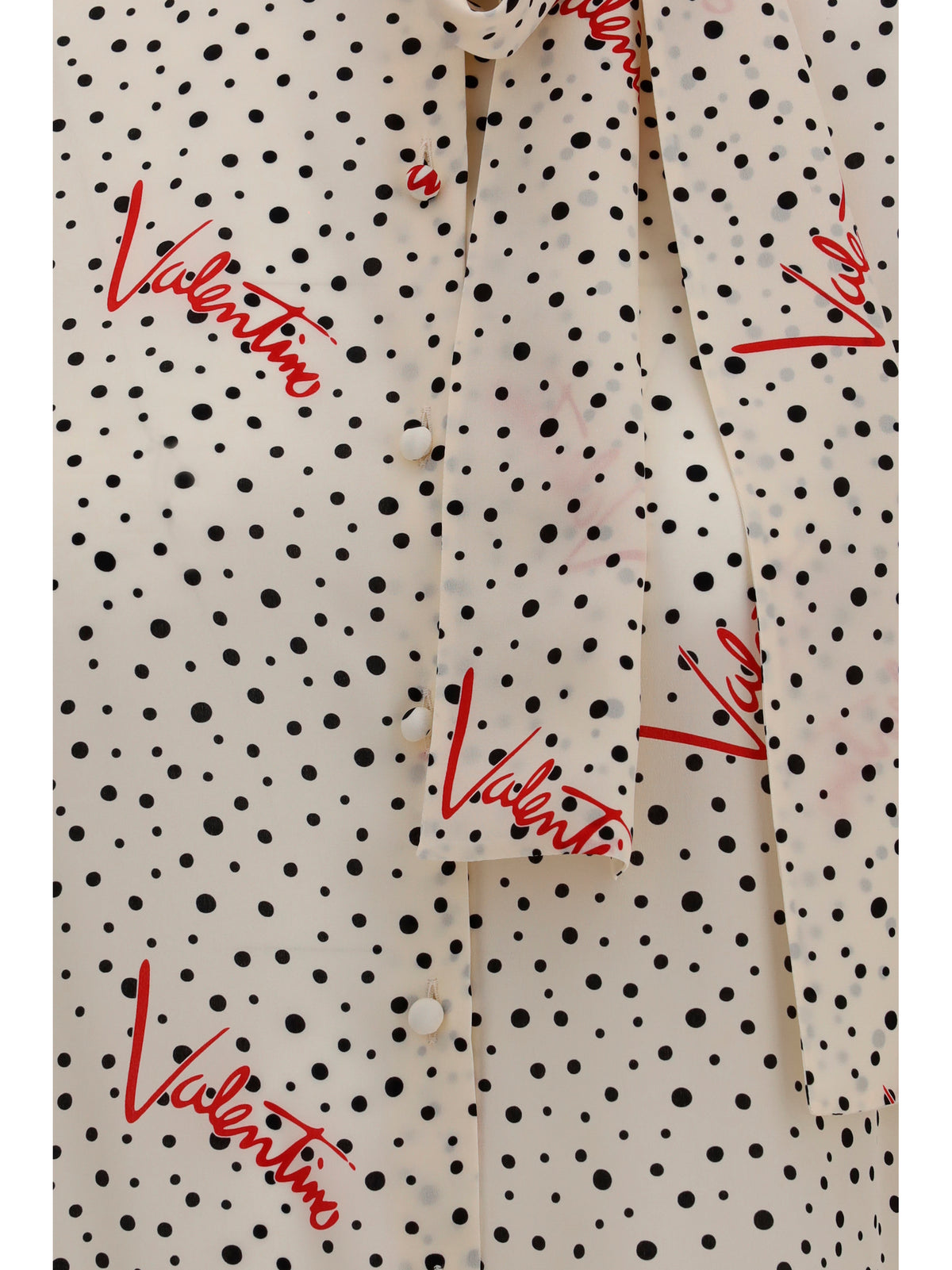 Valentino Crepe de chine bow-neck Shirt - Vaniglia/Black/Paris