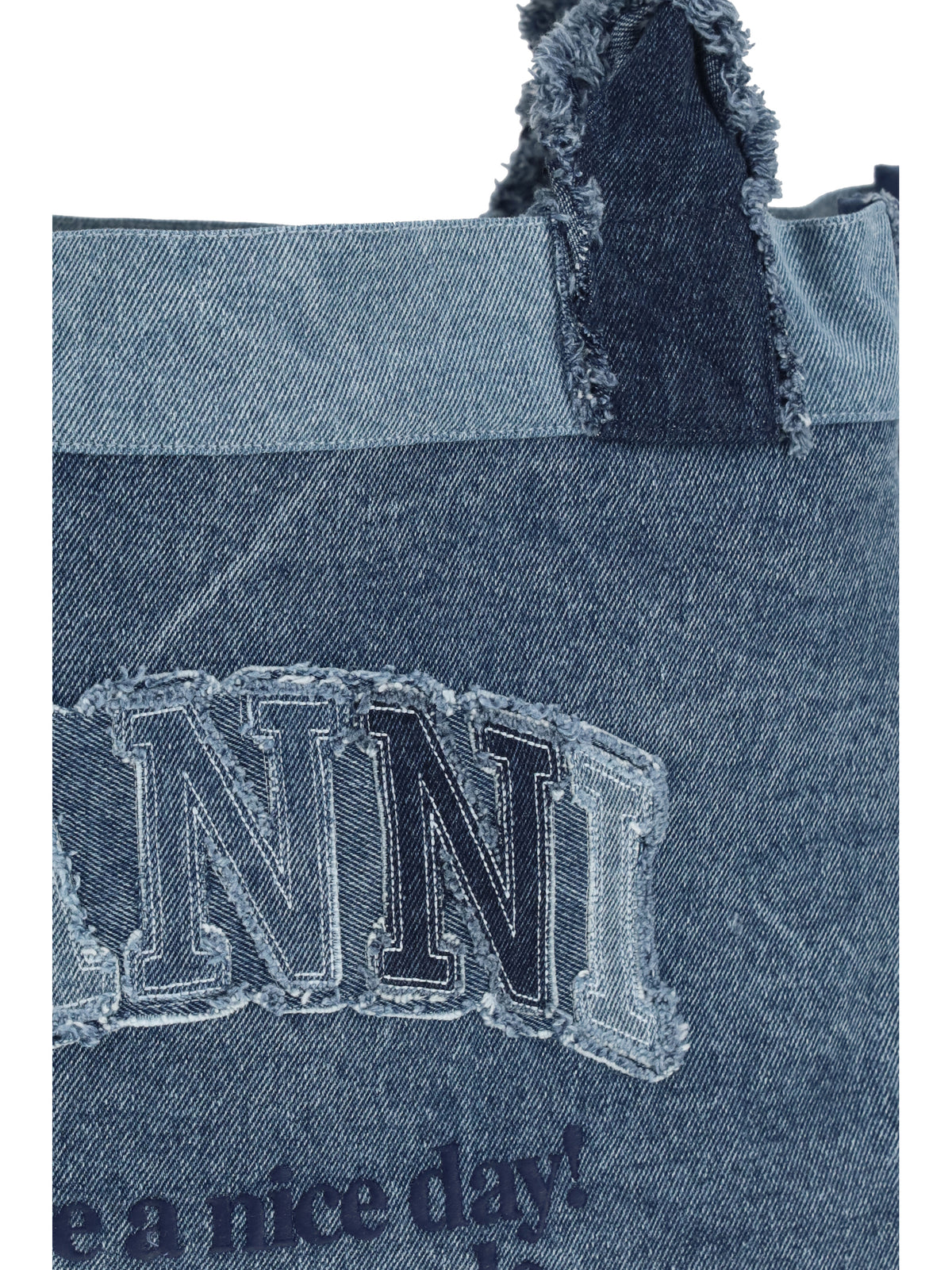 Ganni Medium trapeze denim Shopper - Mid Blue Vintage