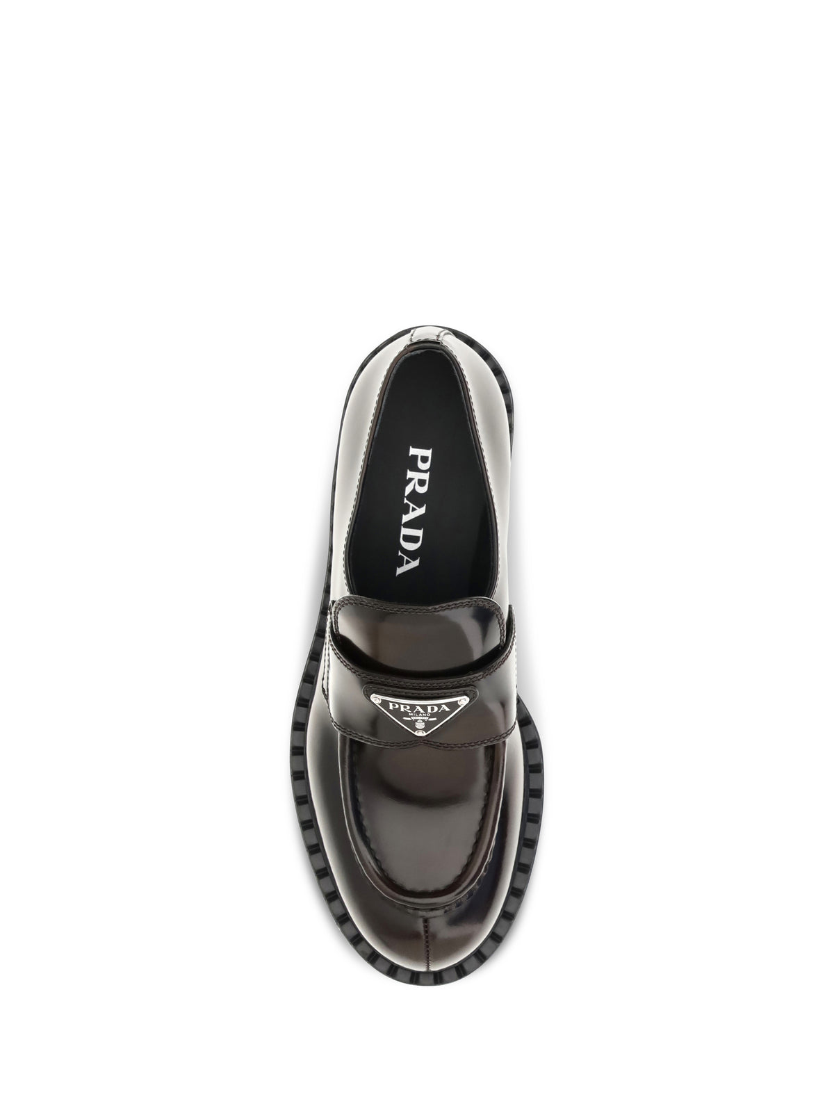 Prada Leather logo Loafers - Bruciato