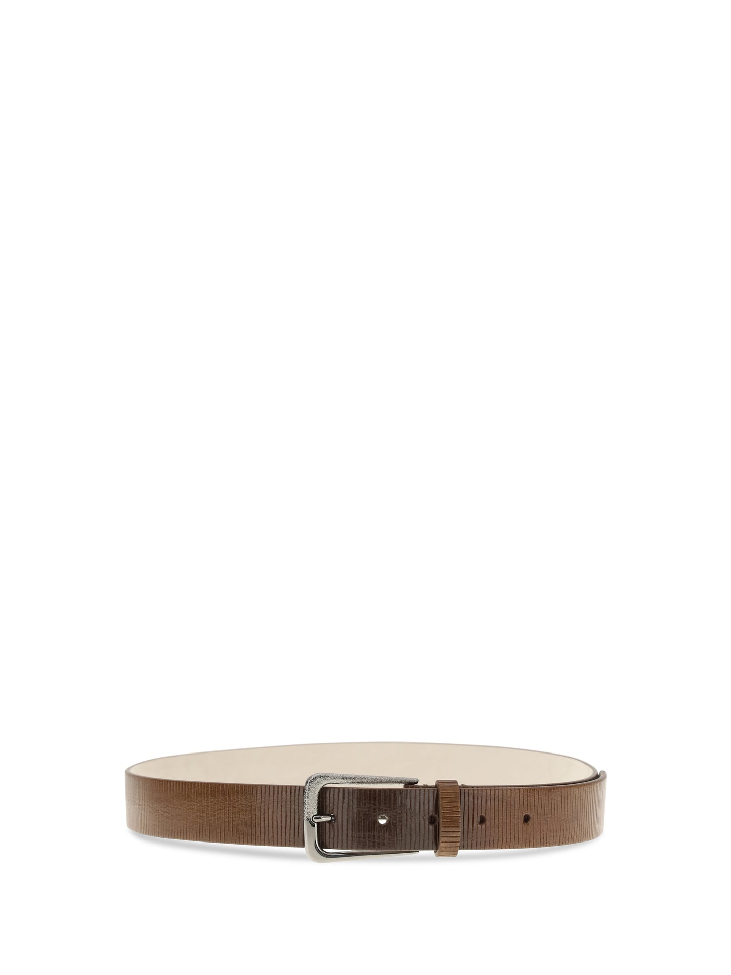 BRUNELLO CUCINELLI Carved leather Belt with Shimmering Buckle