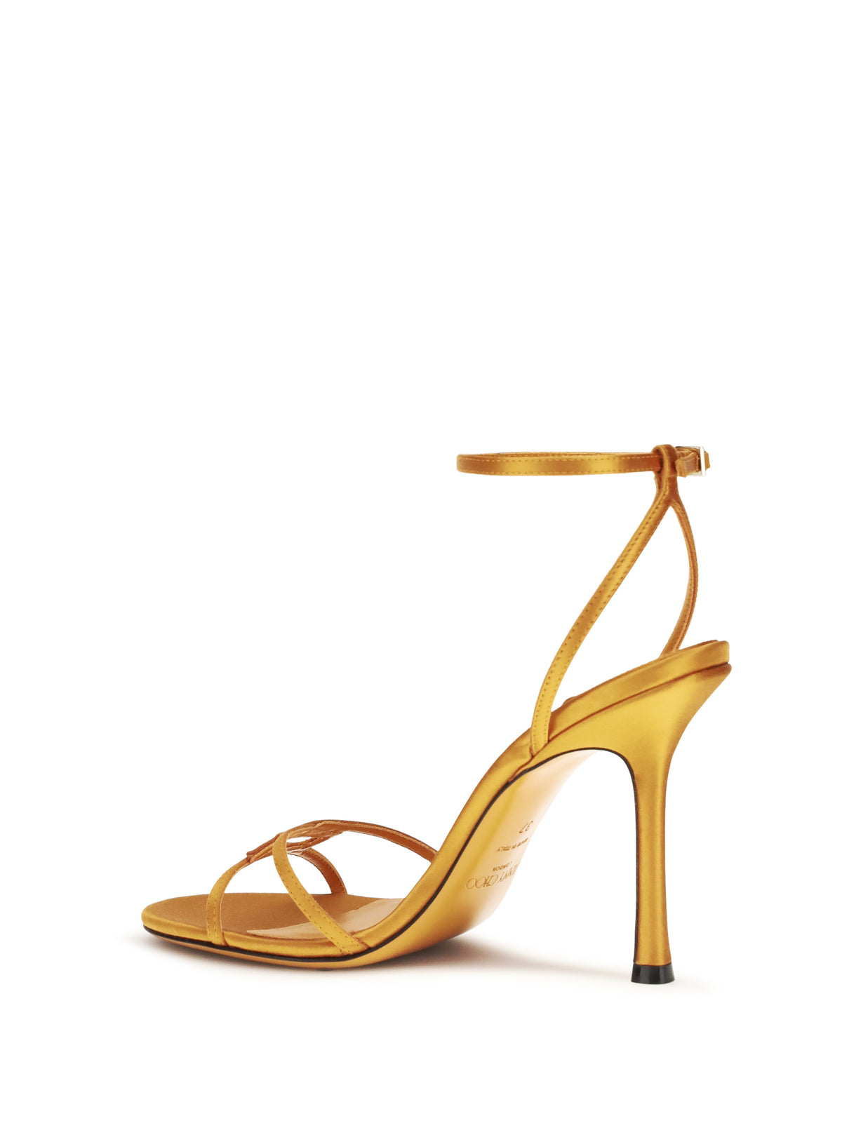 Jimmy Choo Leo Sandals in satin - Sunset Orange