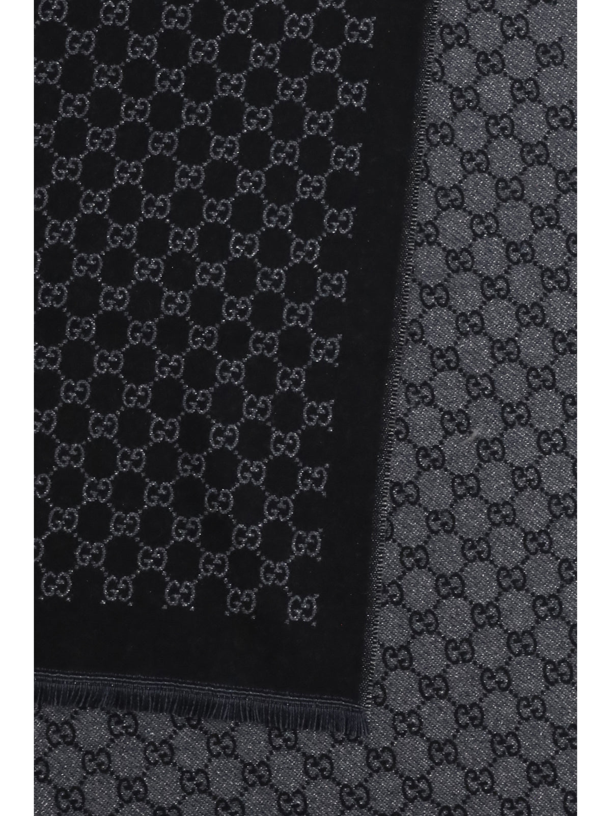 Gucci Miss Stenny GG Monogram wool Scarf - Black/Light Grey
