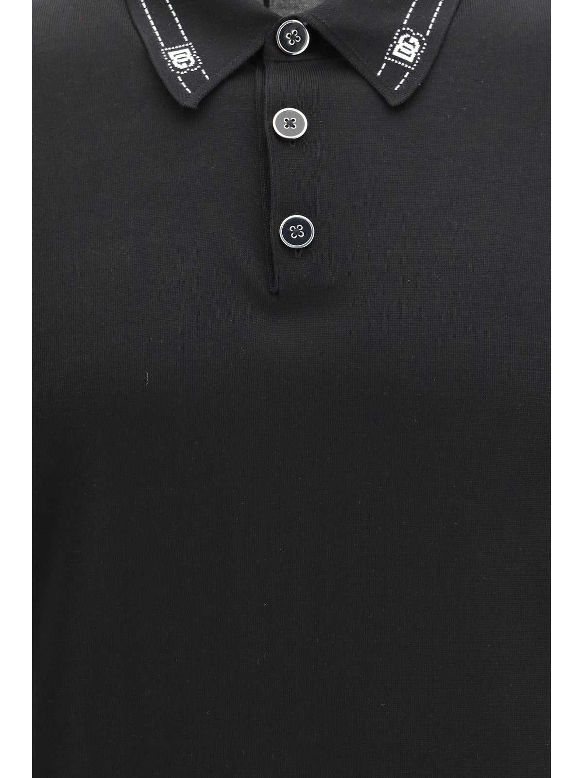 Dolce & Gabbana Silk Polo with collar and short sleeves - Black