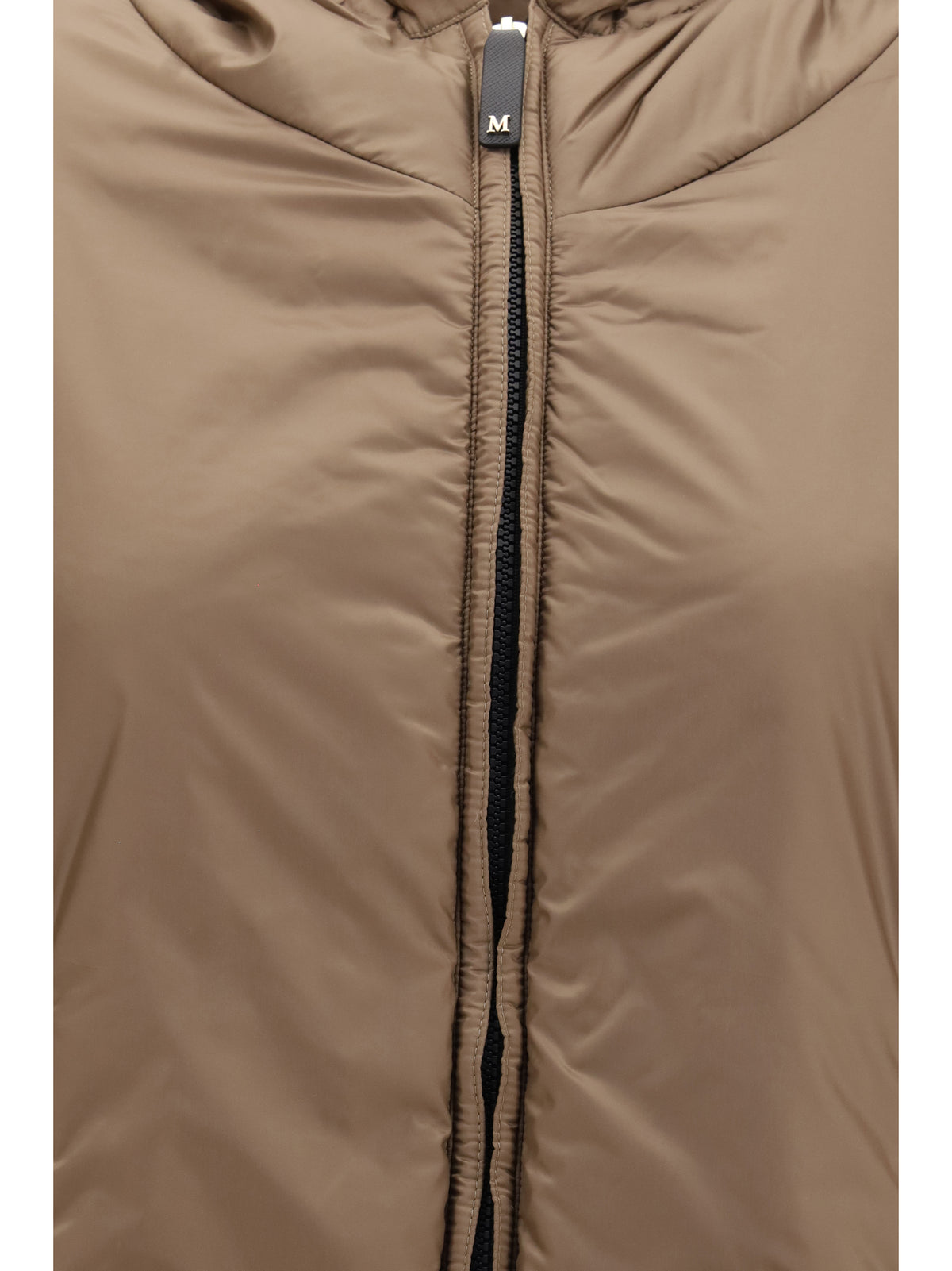 Max Mara The Cube Hooded padded Vest in water repellent canvas - Dark Gold