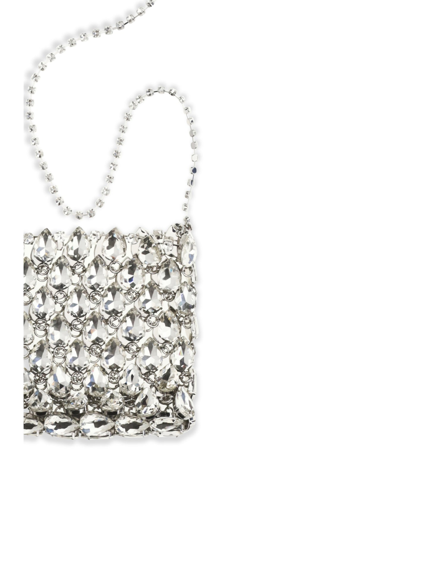 Self-Portrait Crystal mesh Pouch - Silver