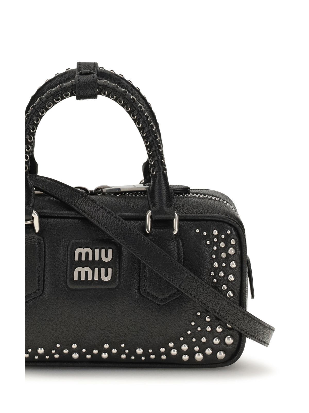 Miu Miu Arcadie studded leather Handbag - Black