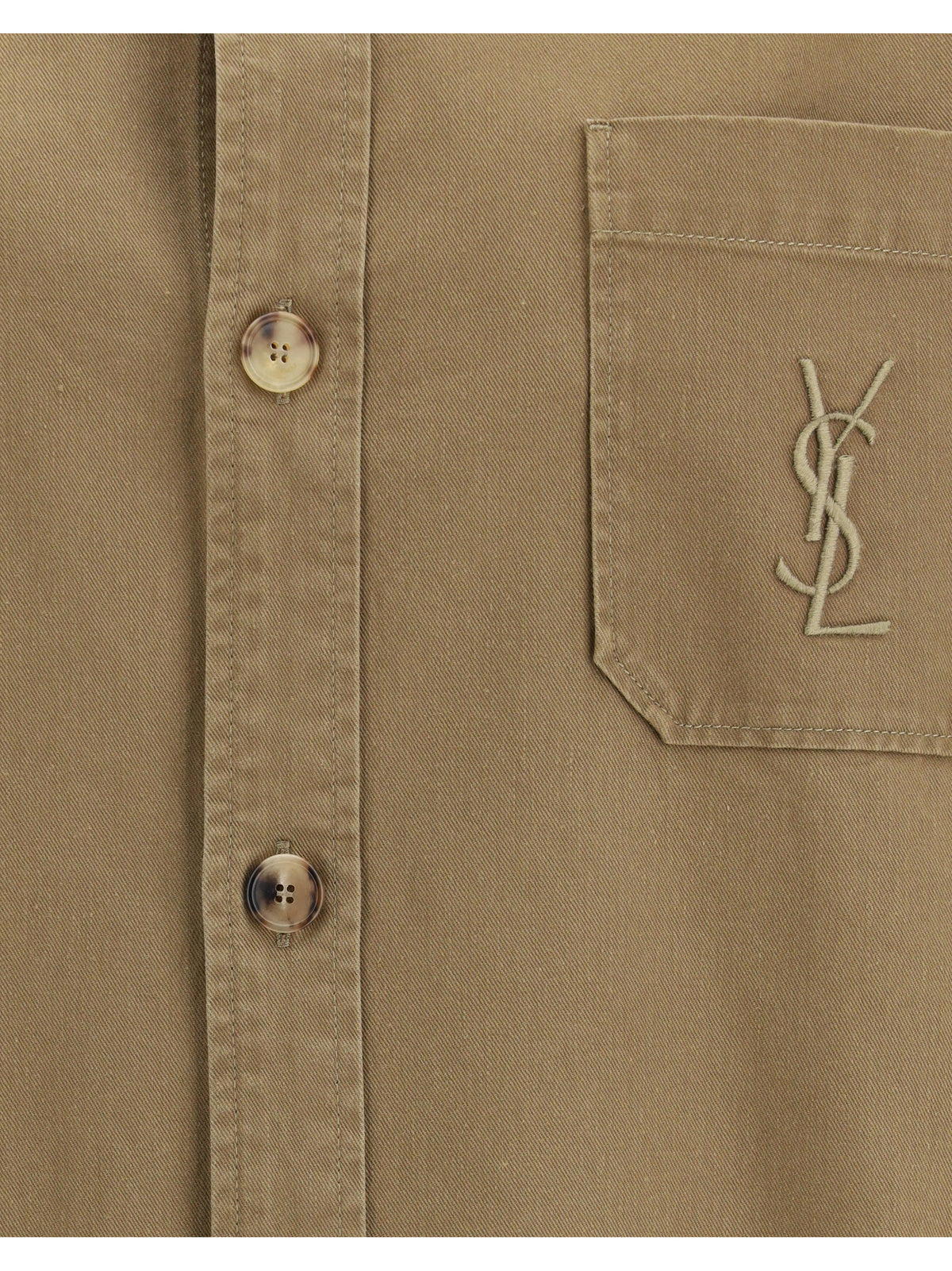 Saint Laurent Cassandre Overshirt in cotton and linen gabardine - Savane