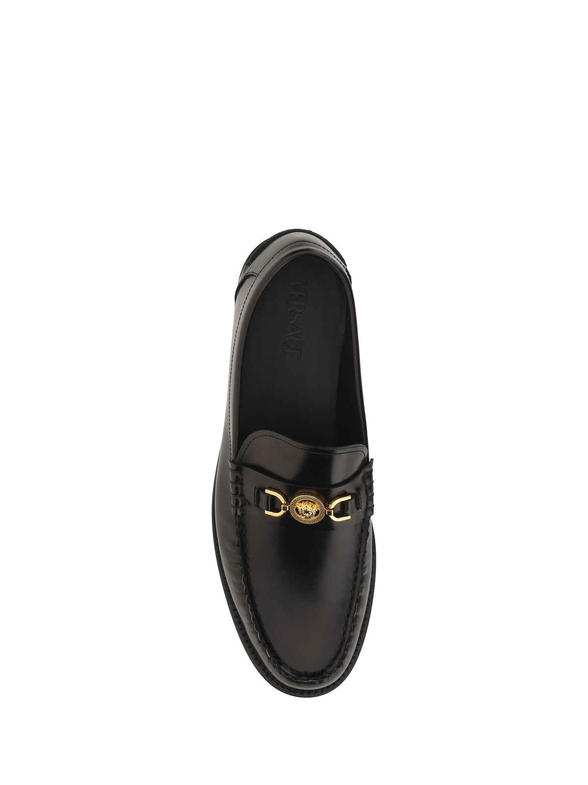 Versace Leather Loafers - Black-Versace Gold