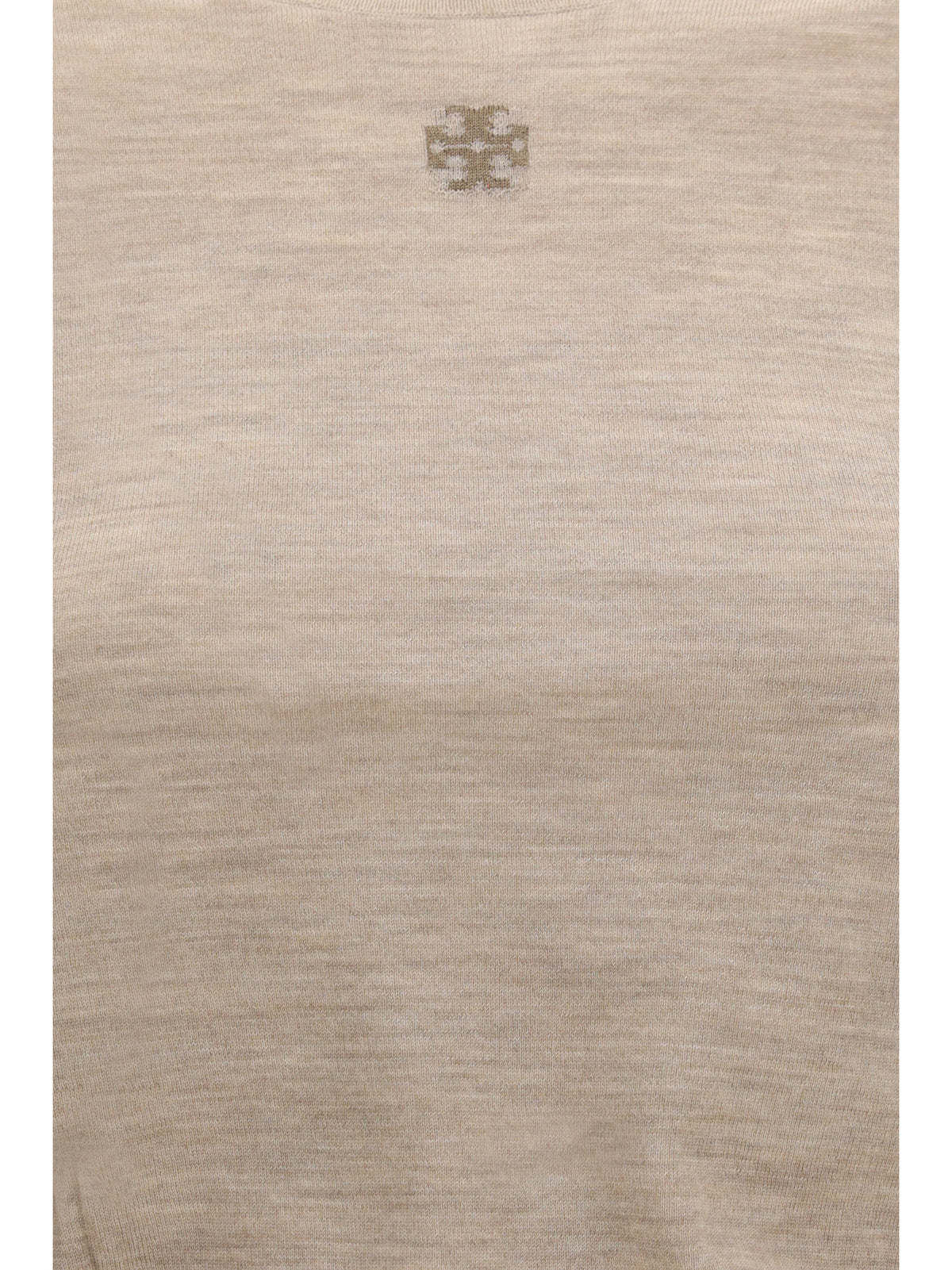 Tory Burch T Logo Wool Sweater - Light Beige Melange