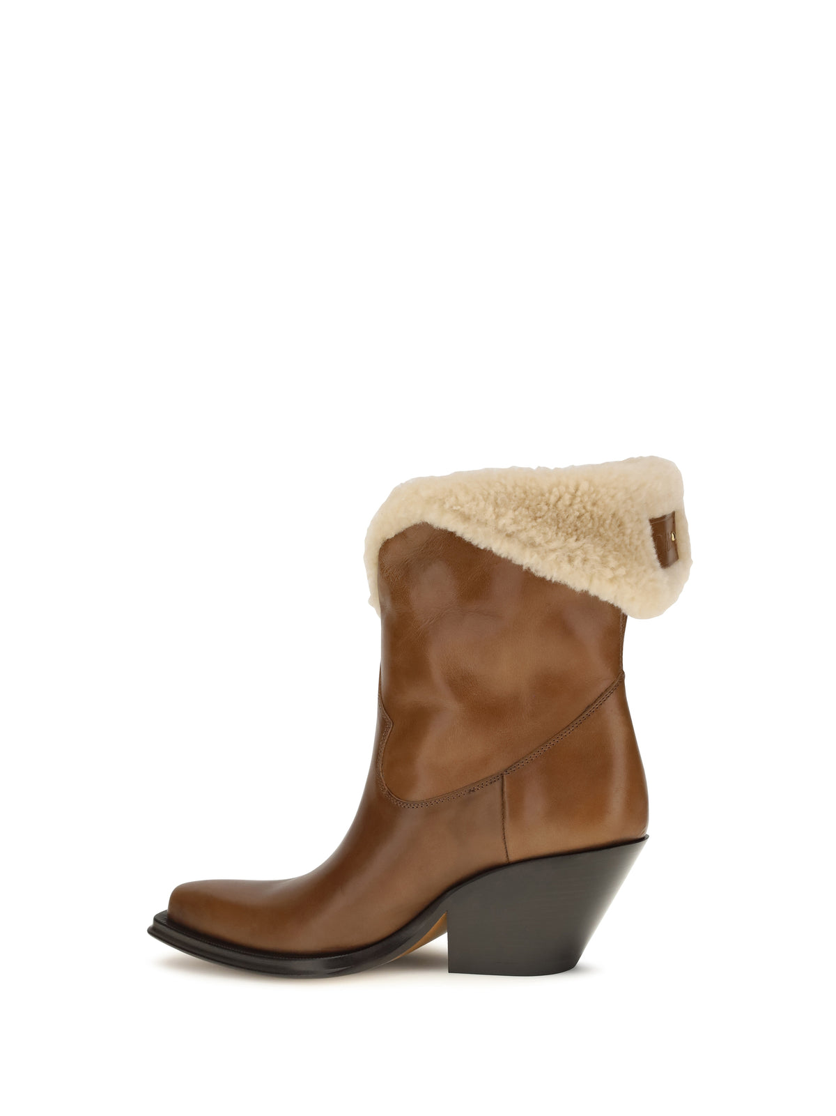 Chloé Azelan fur-lined Ankle Boots - Amber Brown