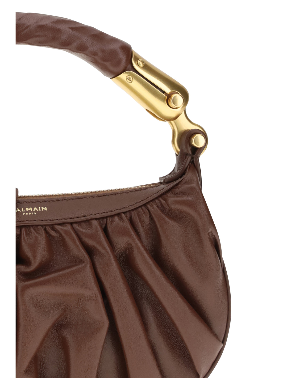 Balmain Ébène mini Bag in calfskin leather - 8gm Marron Foncé