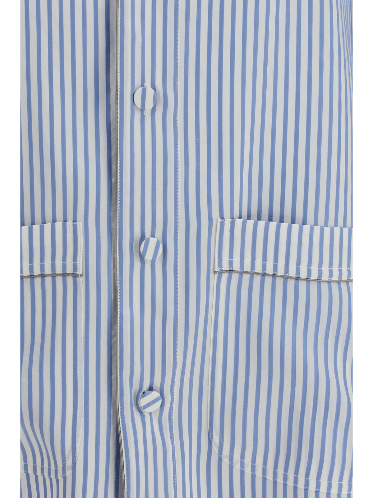 Tom Ford Striped Silk PJ Shirt - Sky Blue/Off White
