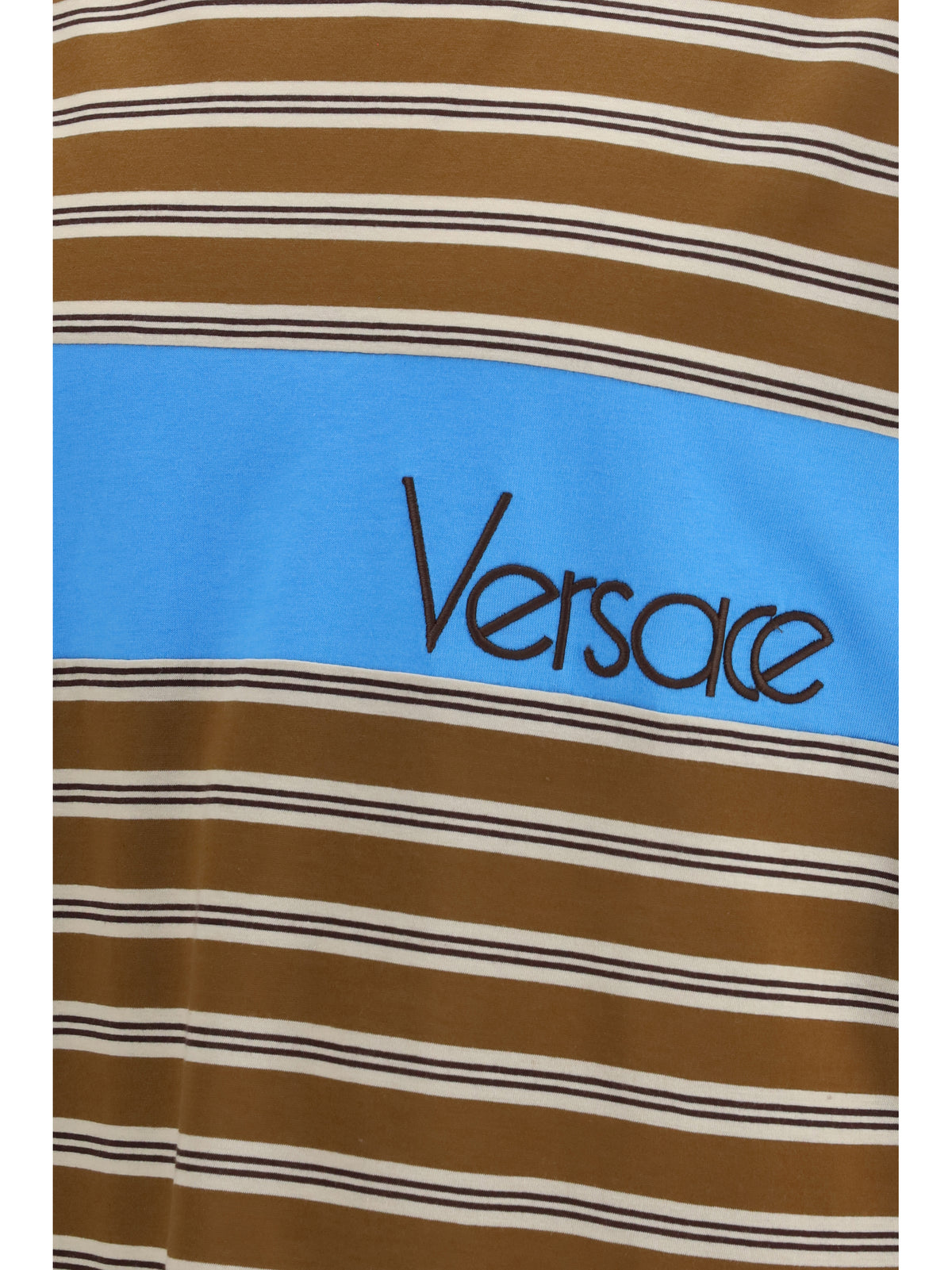 Versace Striped cotton T-shirt - Chestnut/Beige/Chocolate