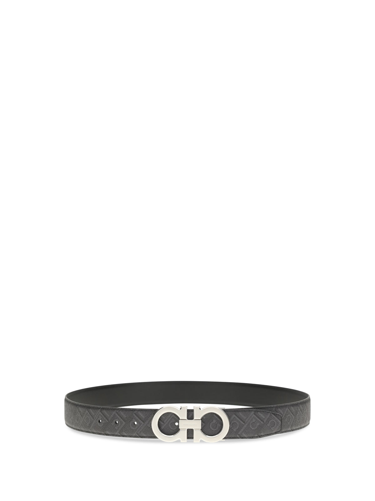 Ferragamo Reversible and adjustable Gancini Belt - Black/Grey