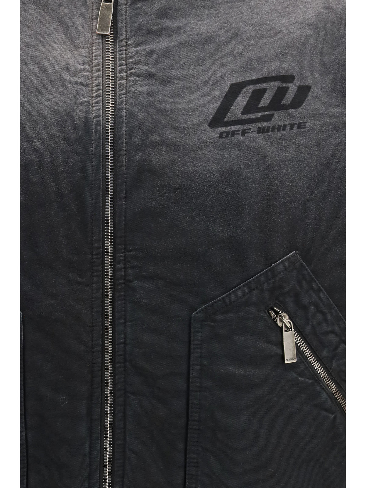 Off-White Washed denim Bomber Jacket - Black