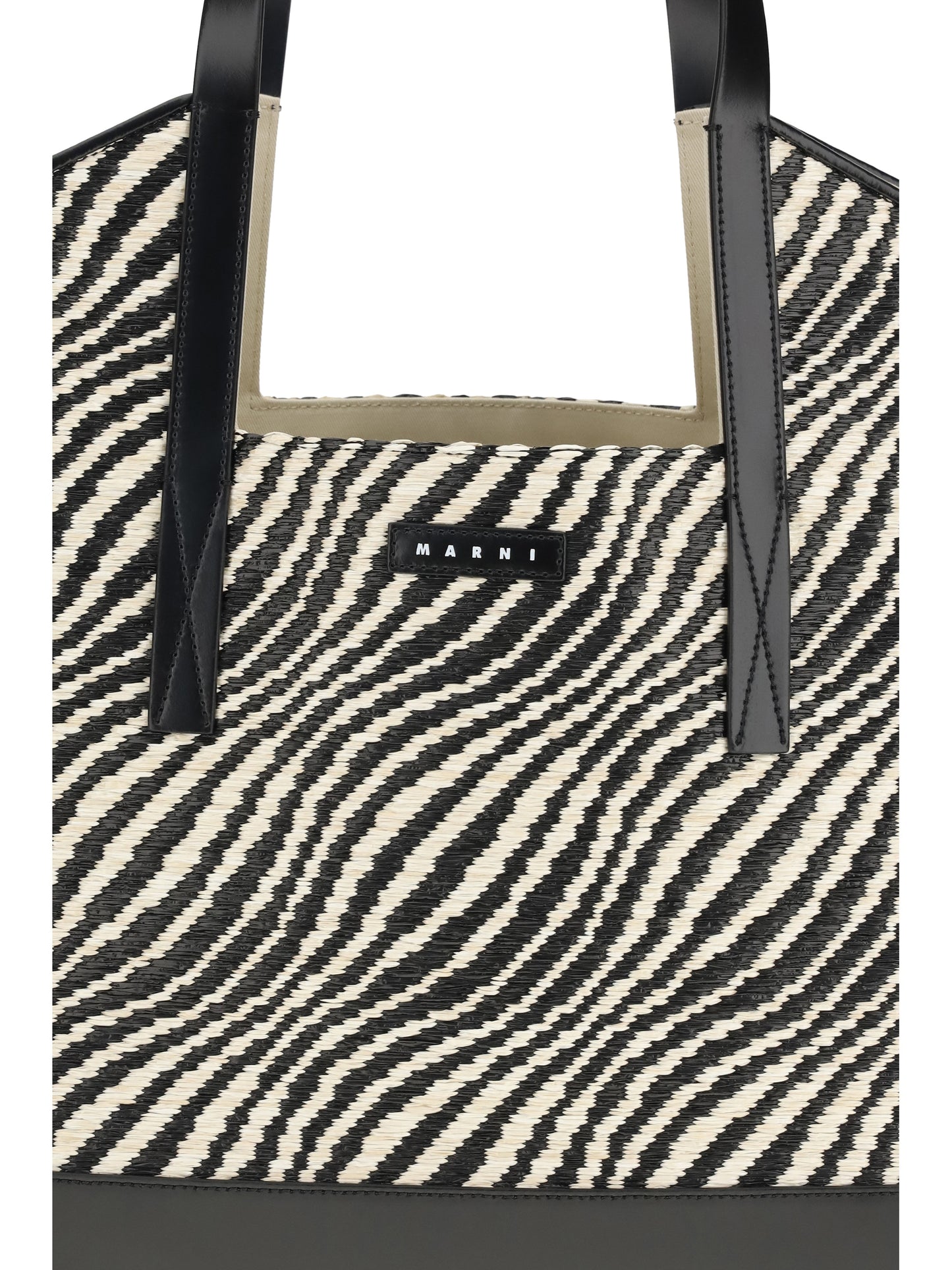 MARNI Raffia effect fabric Tote Bag