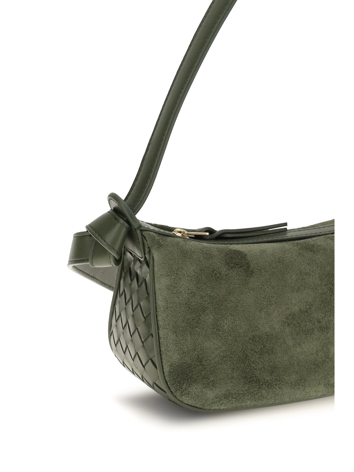 Bottega Veneta Nodo Shoulder Bag - Green Tweed-Gold