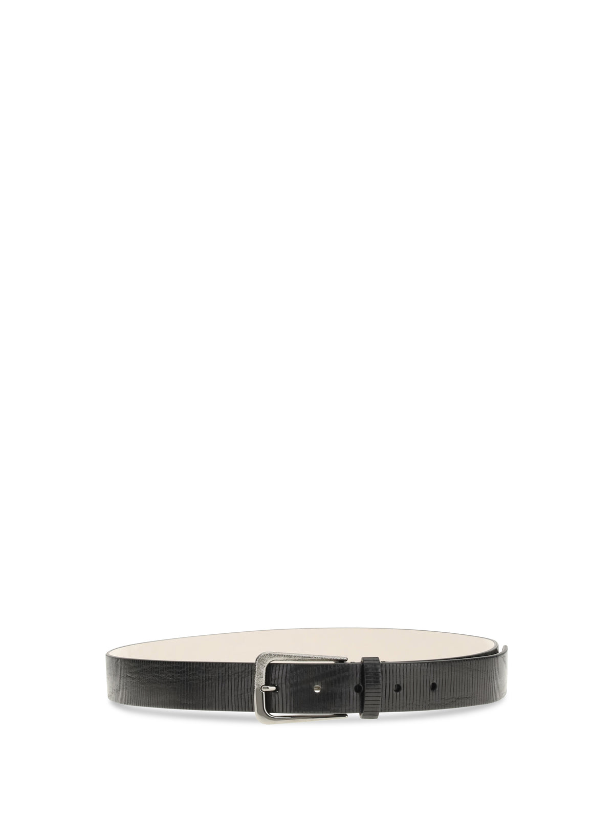 Brunello Cucinelli Carved leather Belt with Shimmering Buckle - Black