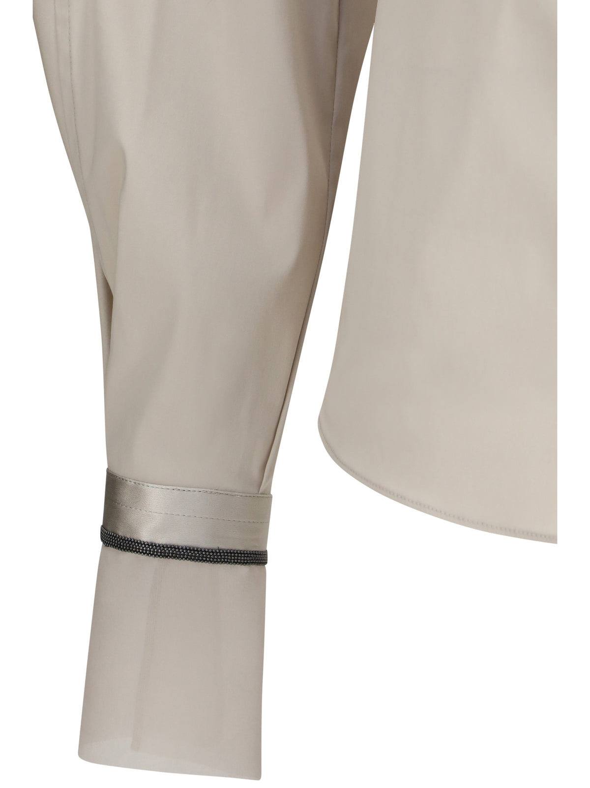 Brunello Cucinelli Stretch Cotton poplin Shirt with shiny silk cuffs - Acqua Di Riso
