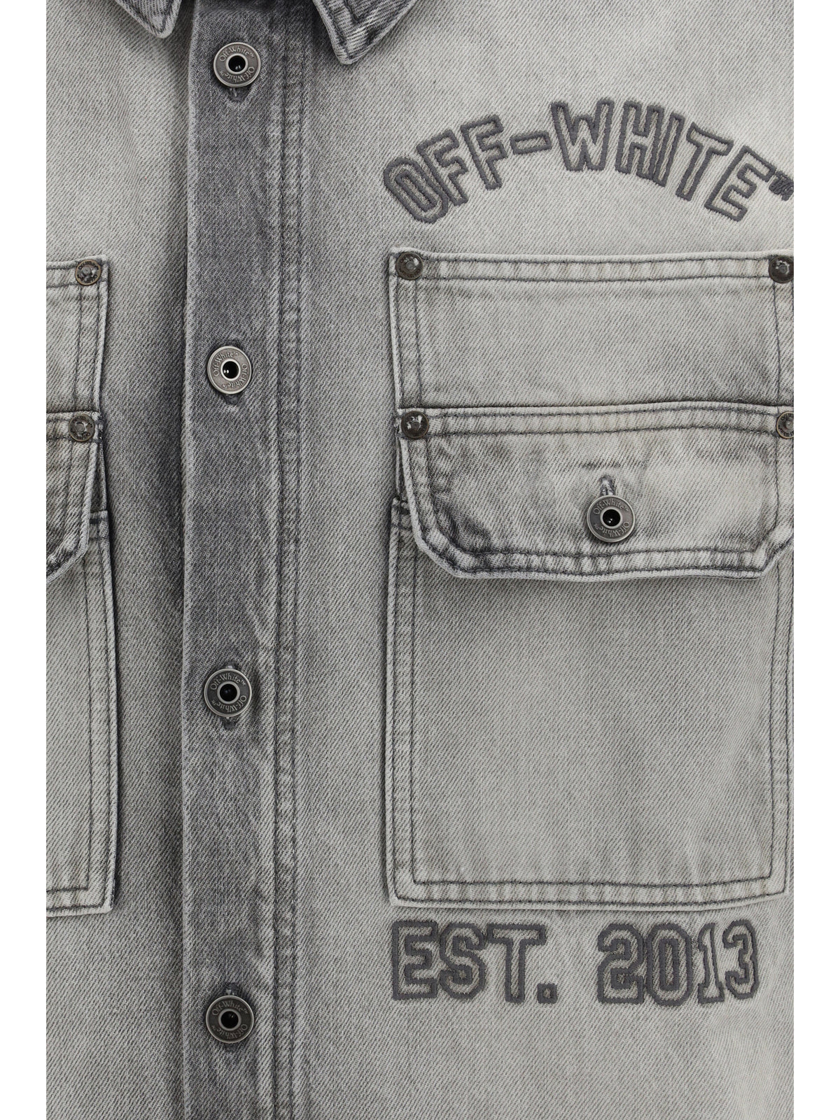 Off-White Diag Military Overshirt in denim - Sun-Faded Grey
