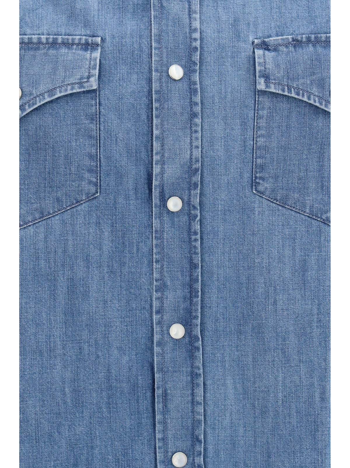 Brunello Cucinelli Easy Fit lightweight denim Shirt - Med Wash Denim
