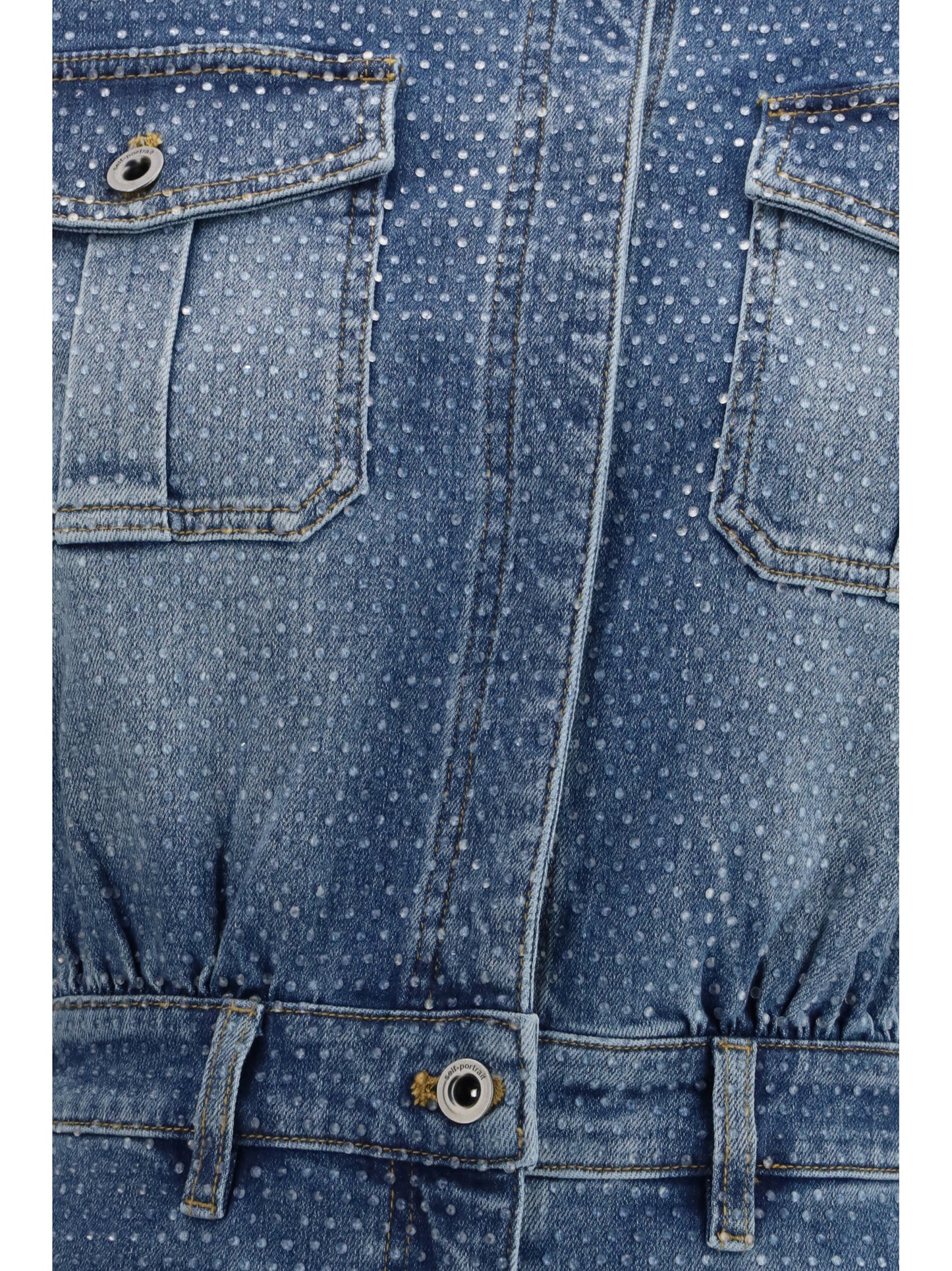 Self-Portrait Rhinestone denim Jacket - Blue