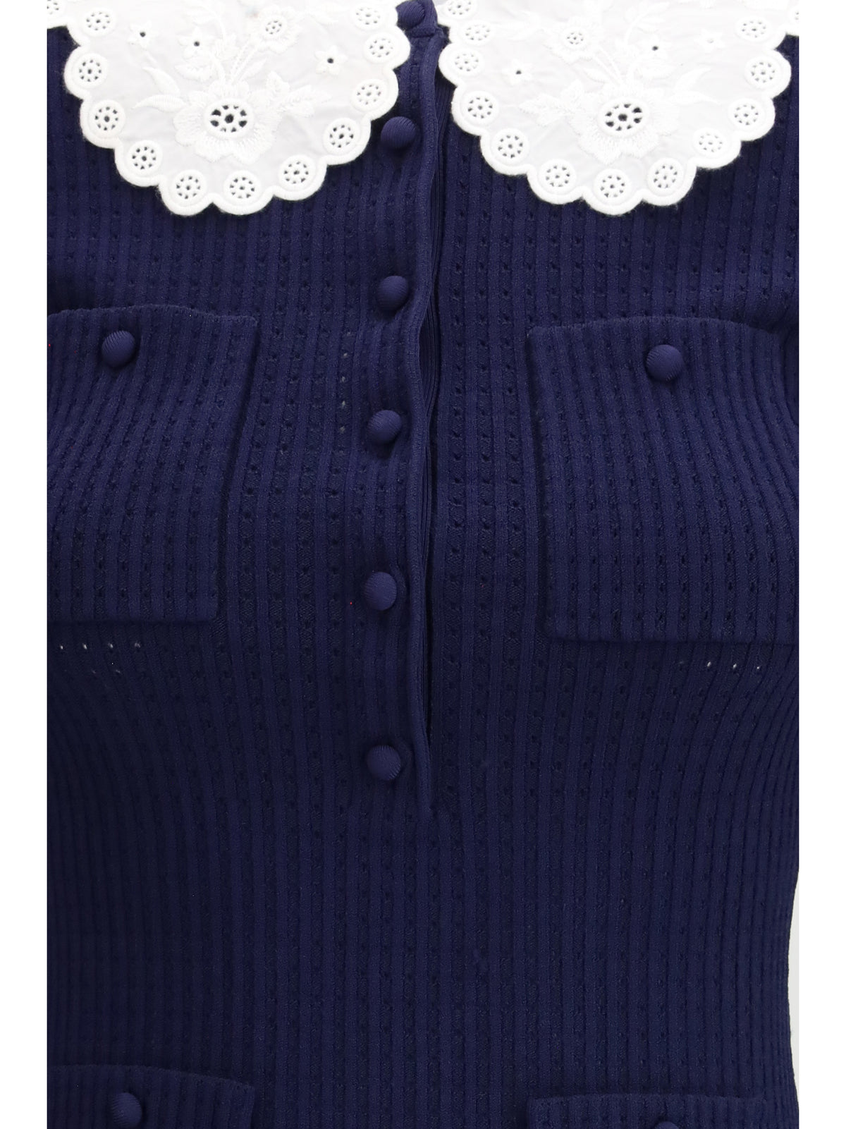 Self-Portrait Knit taffeta mini Dress - Navy