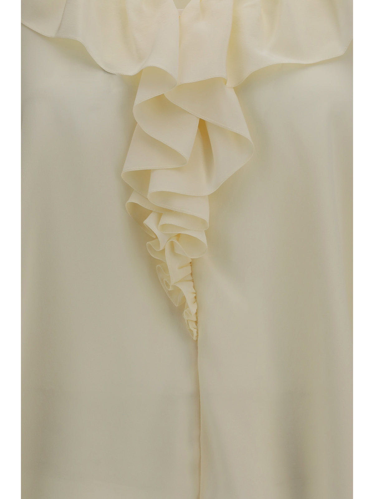 Chloé Ruffled V-Neck Shirt - Pristine White
