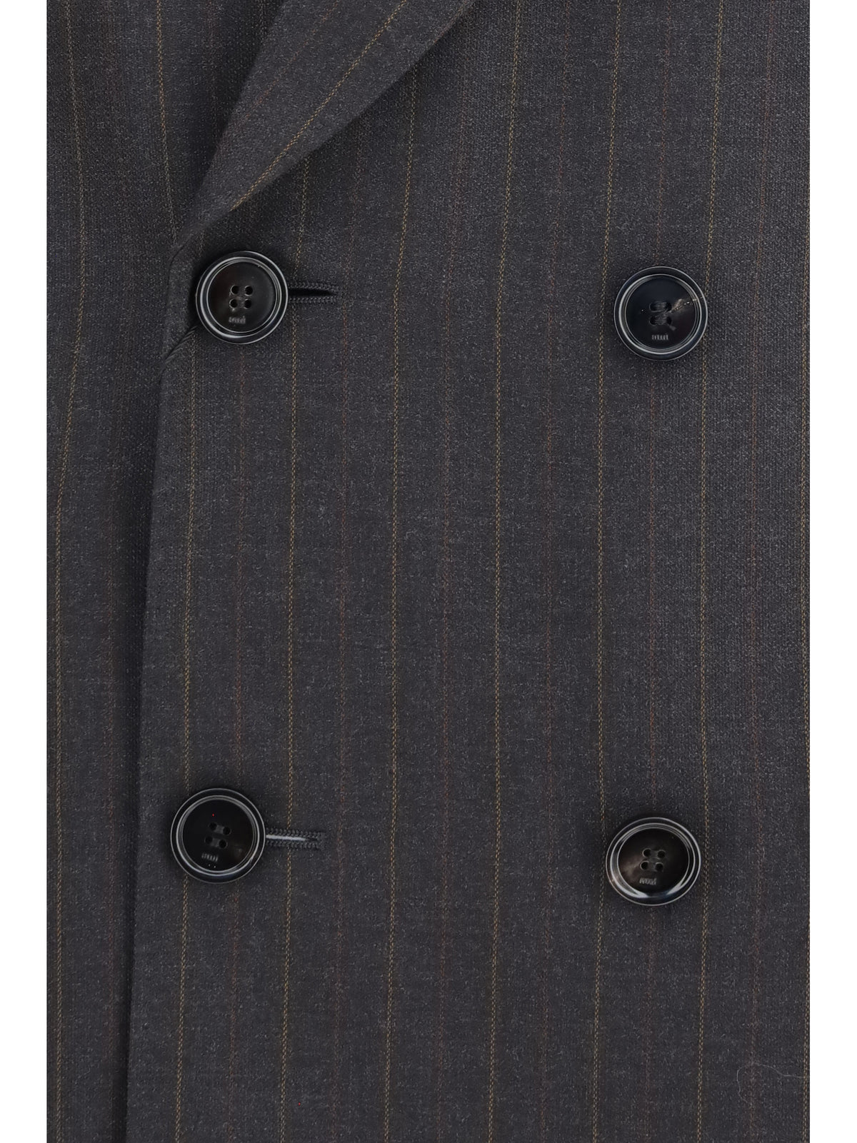 Ami Paris Striped wool double breasted Blazer - Gris Charcoal/Marron Choco