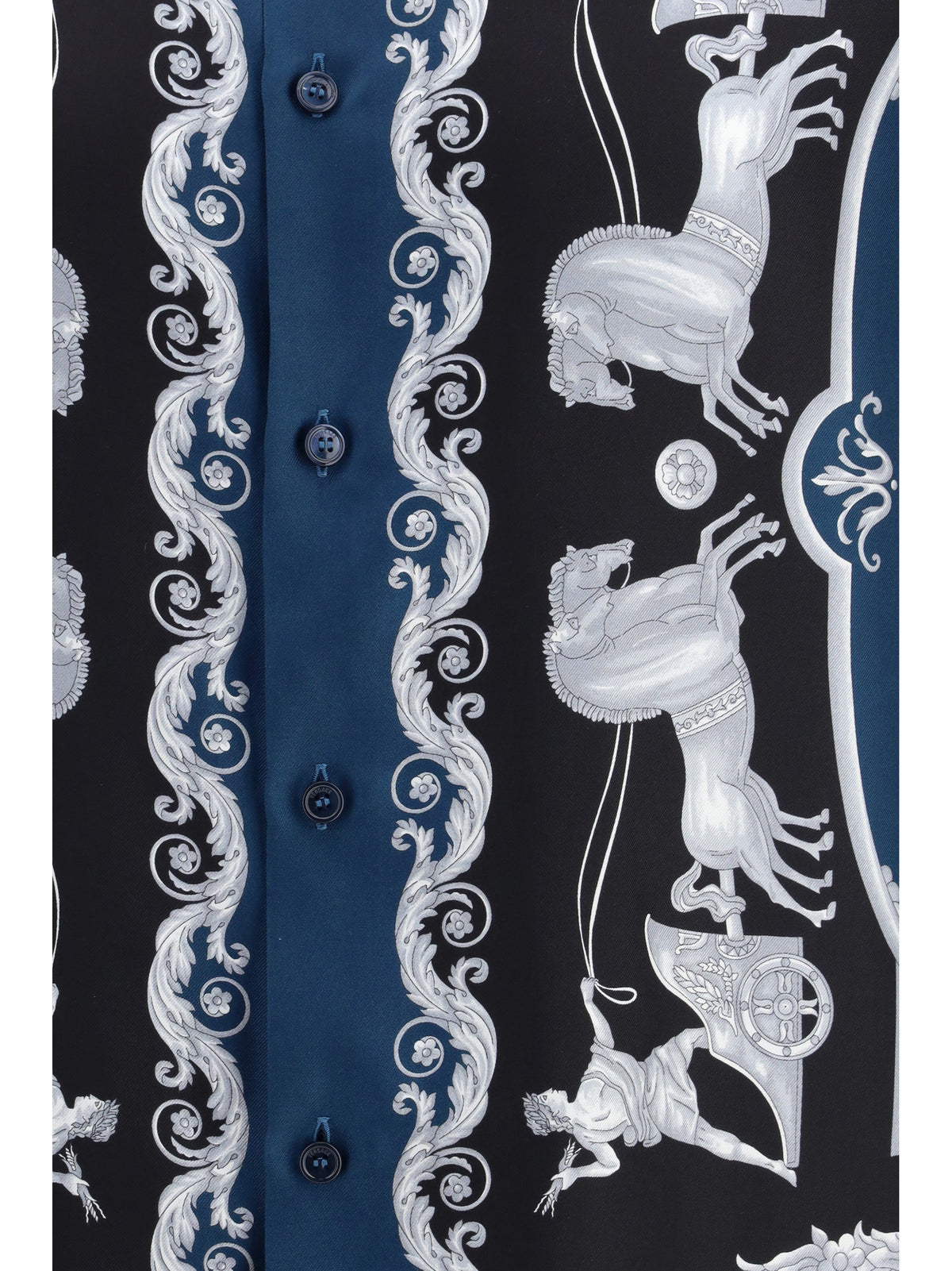 Versace Regular-fit printed silk twill Shirt - Black+Petrol Blue