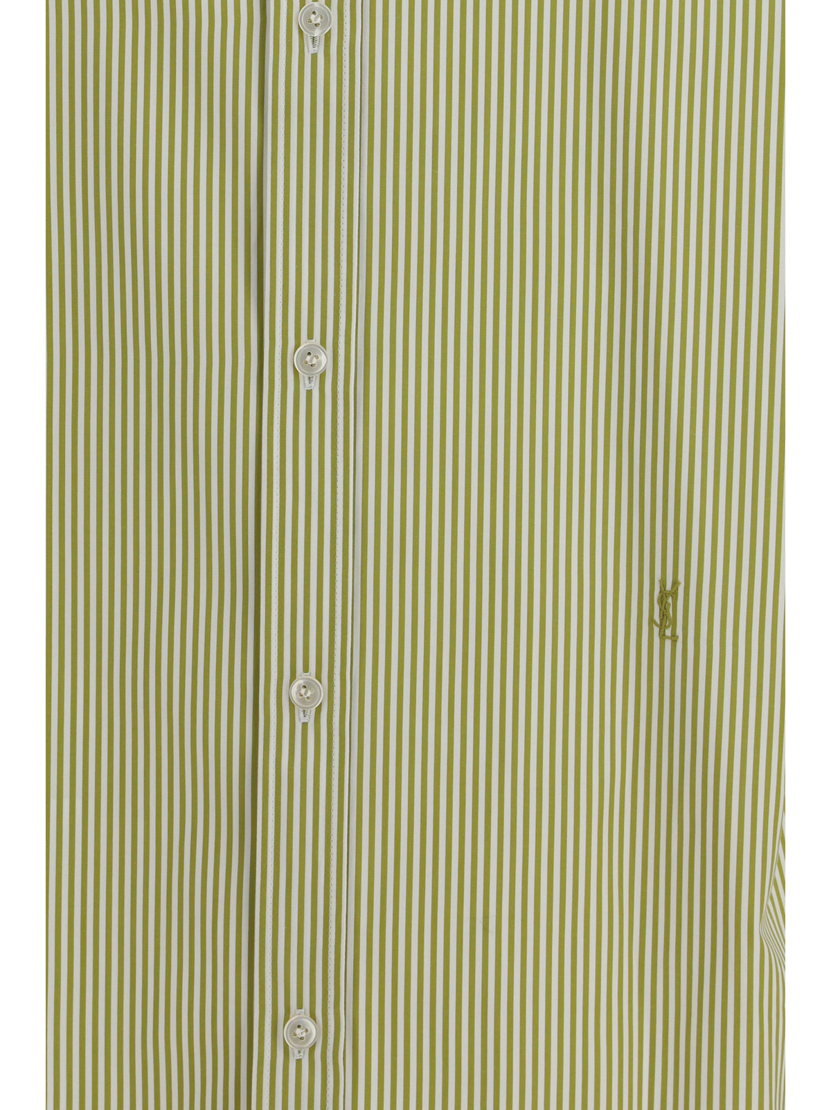 Saint Laurent Vertical Striped Button Shirt - Olive